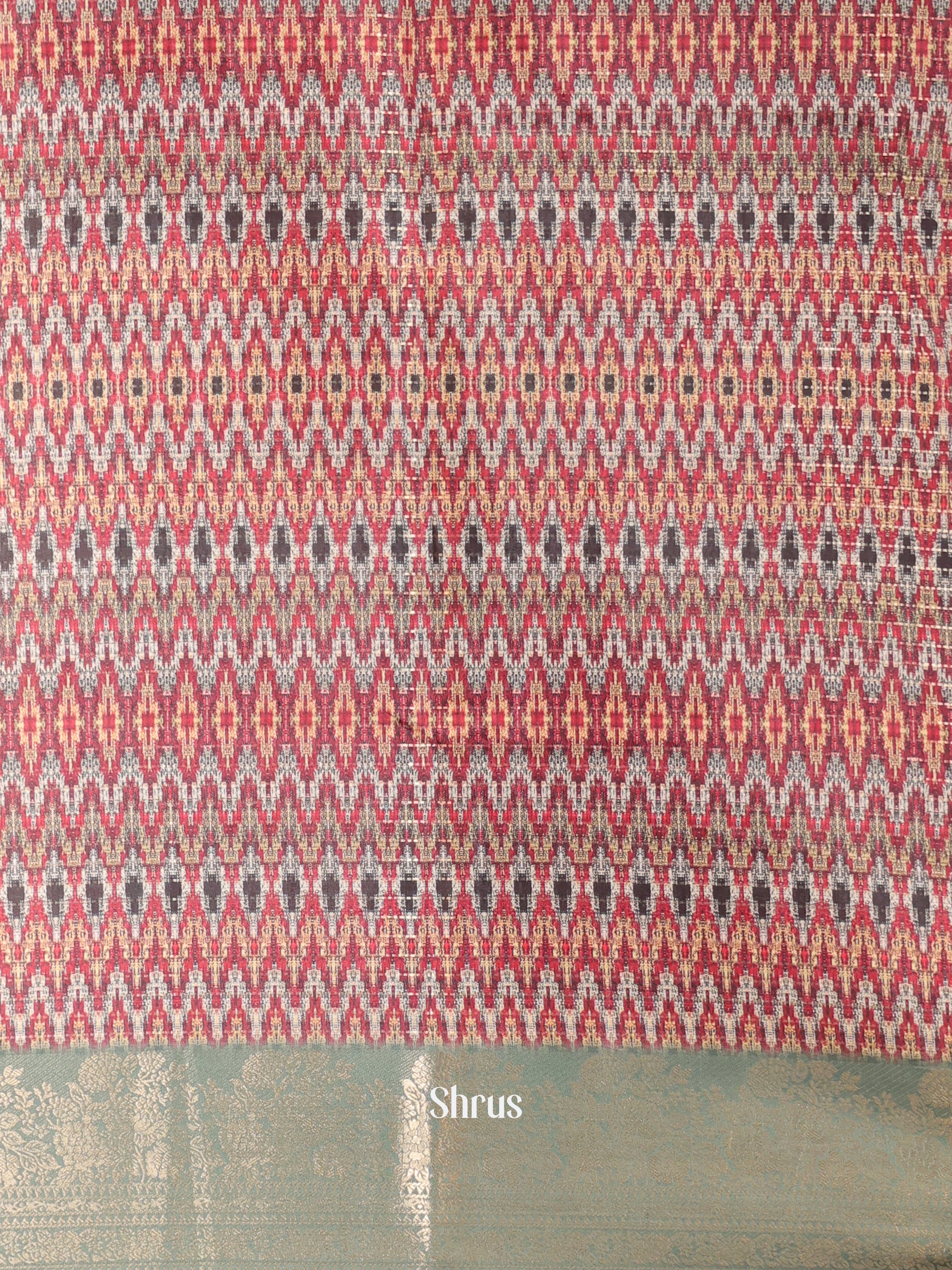 Cream & Green - Semi Chanderi Saree - Shop on Shrus.com