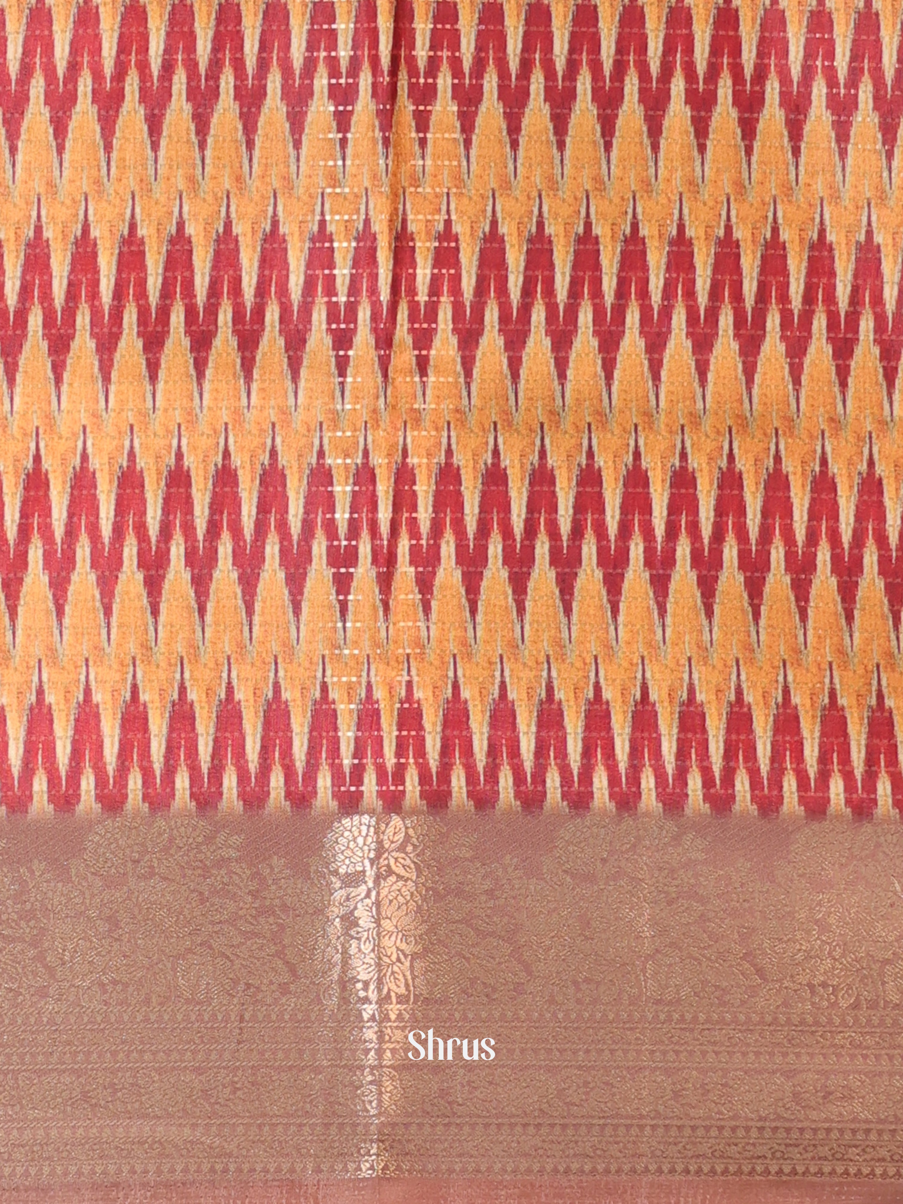 Grey & Brown - Semi Chanderi Saree - Shop on Shrus.com
