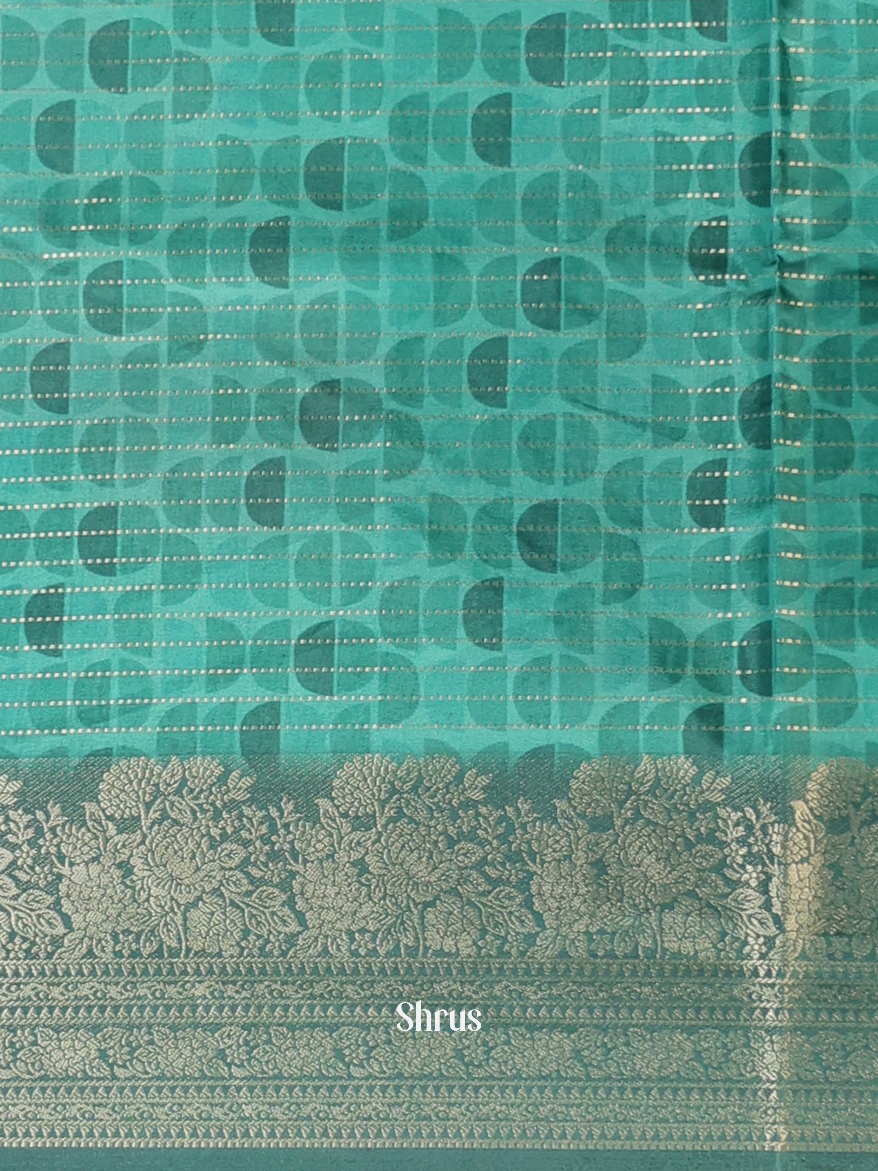 Green - Semi Chanderi Saree - Shop on Shrus.com