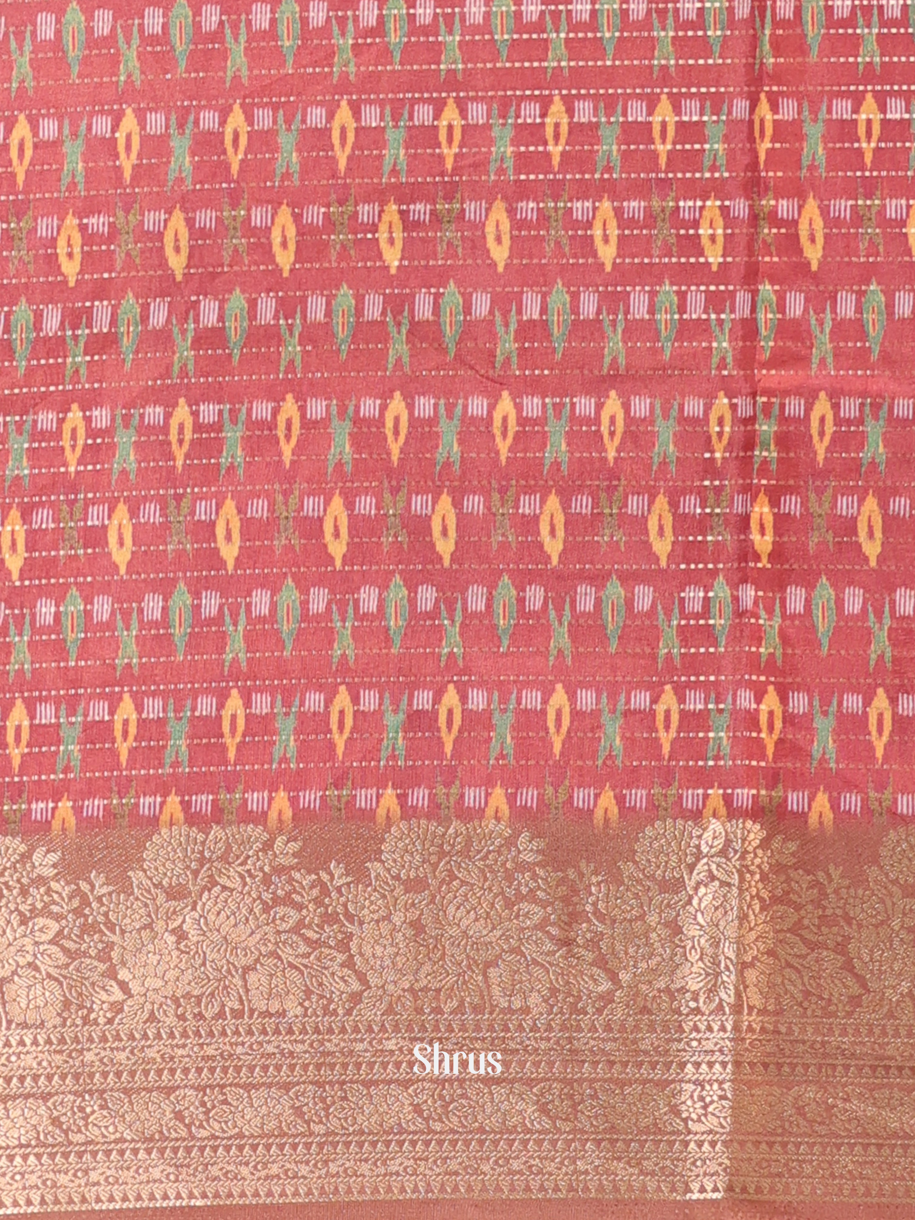 Grey & Brown - Semi Chanderi Saree - Shop on Shrus.com