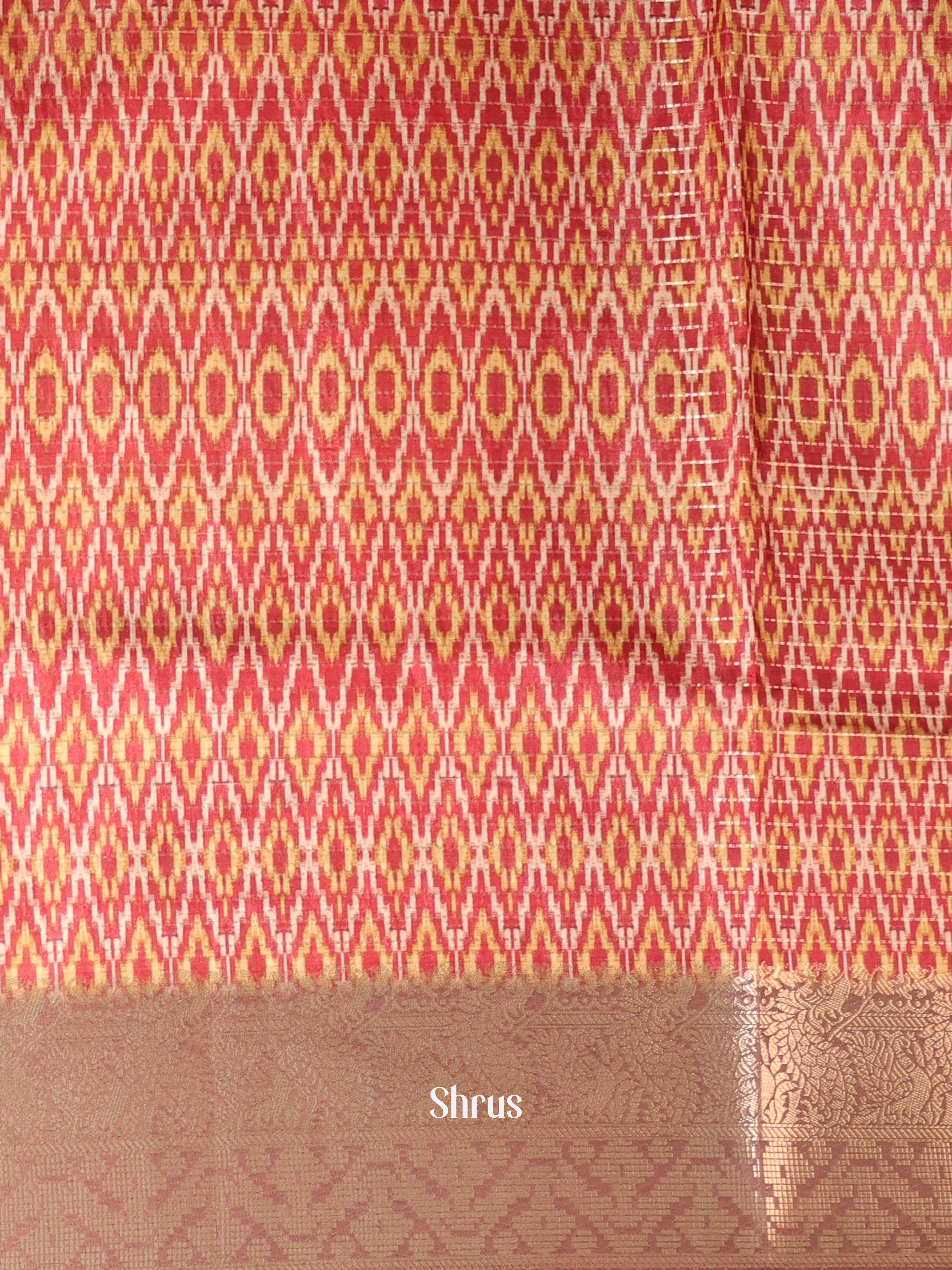 Beige & Brown - Semi Chanderi Saree - Shop on Shrus.com