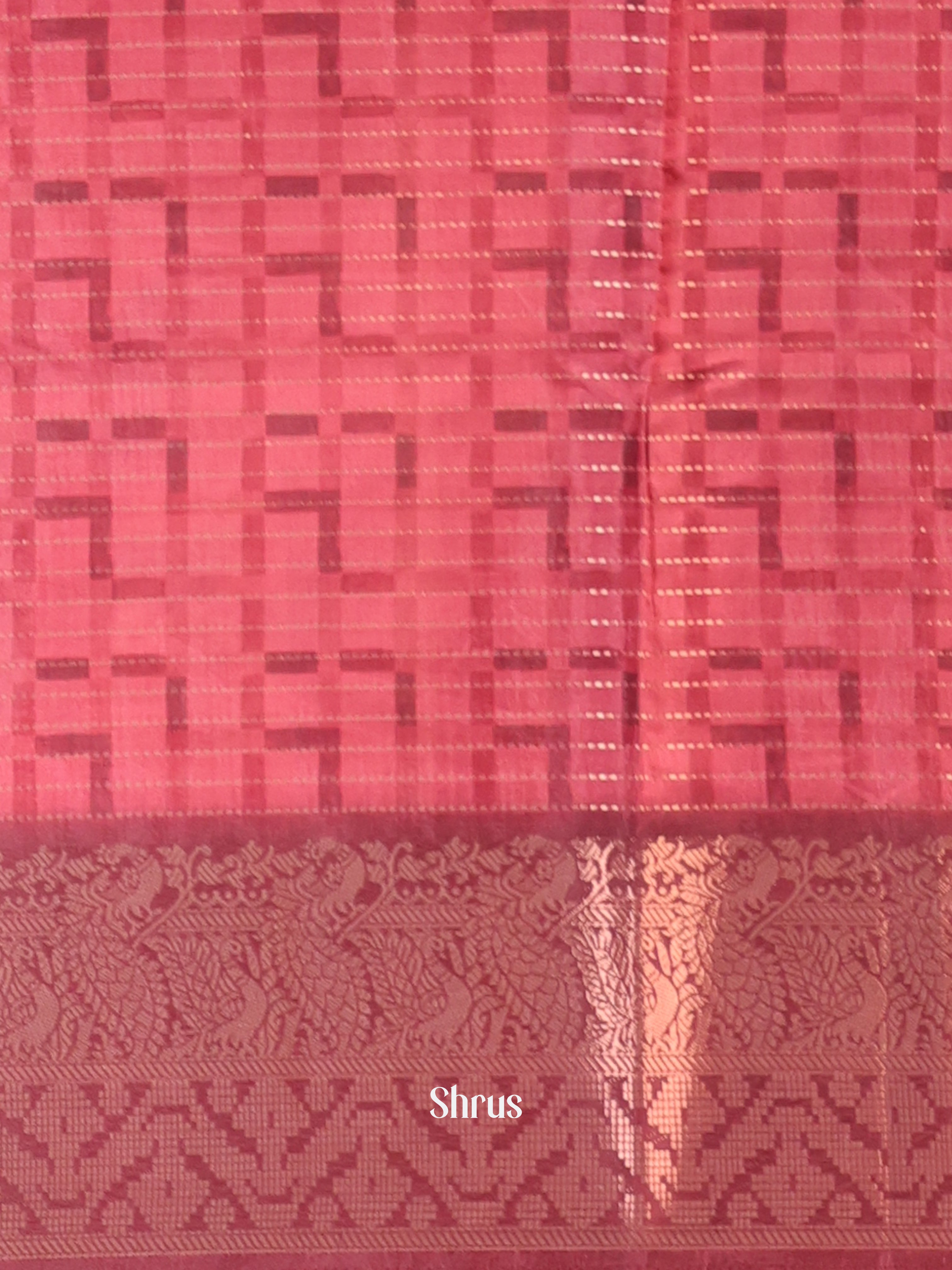 Maroon - Semi Chanderi Saree - Shop on Shrus.com