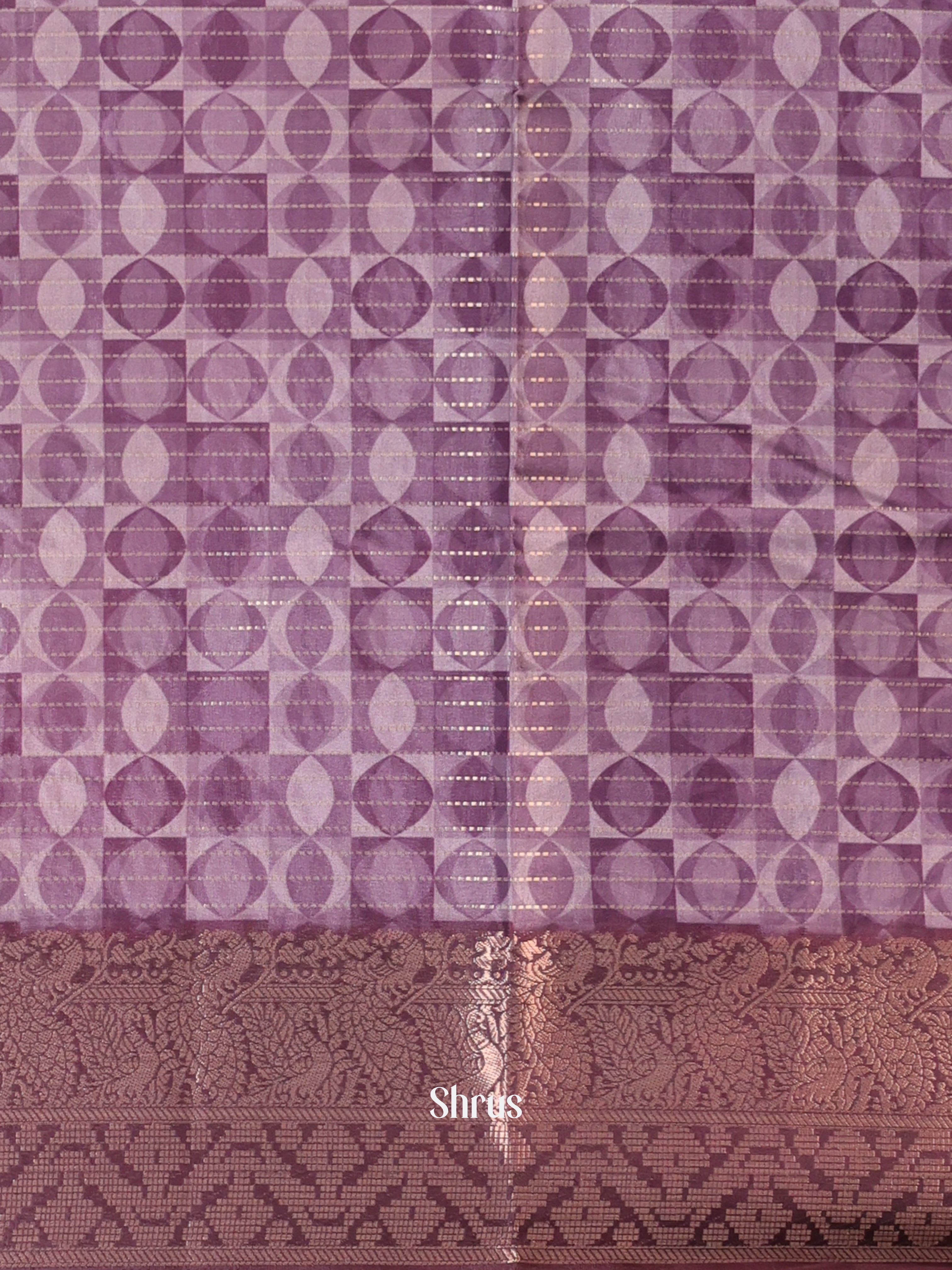 Lavender & Purple - Semi Chanderi Saree - Shop on Shrus.com