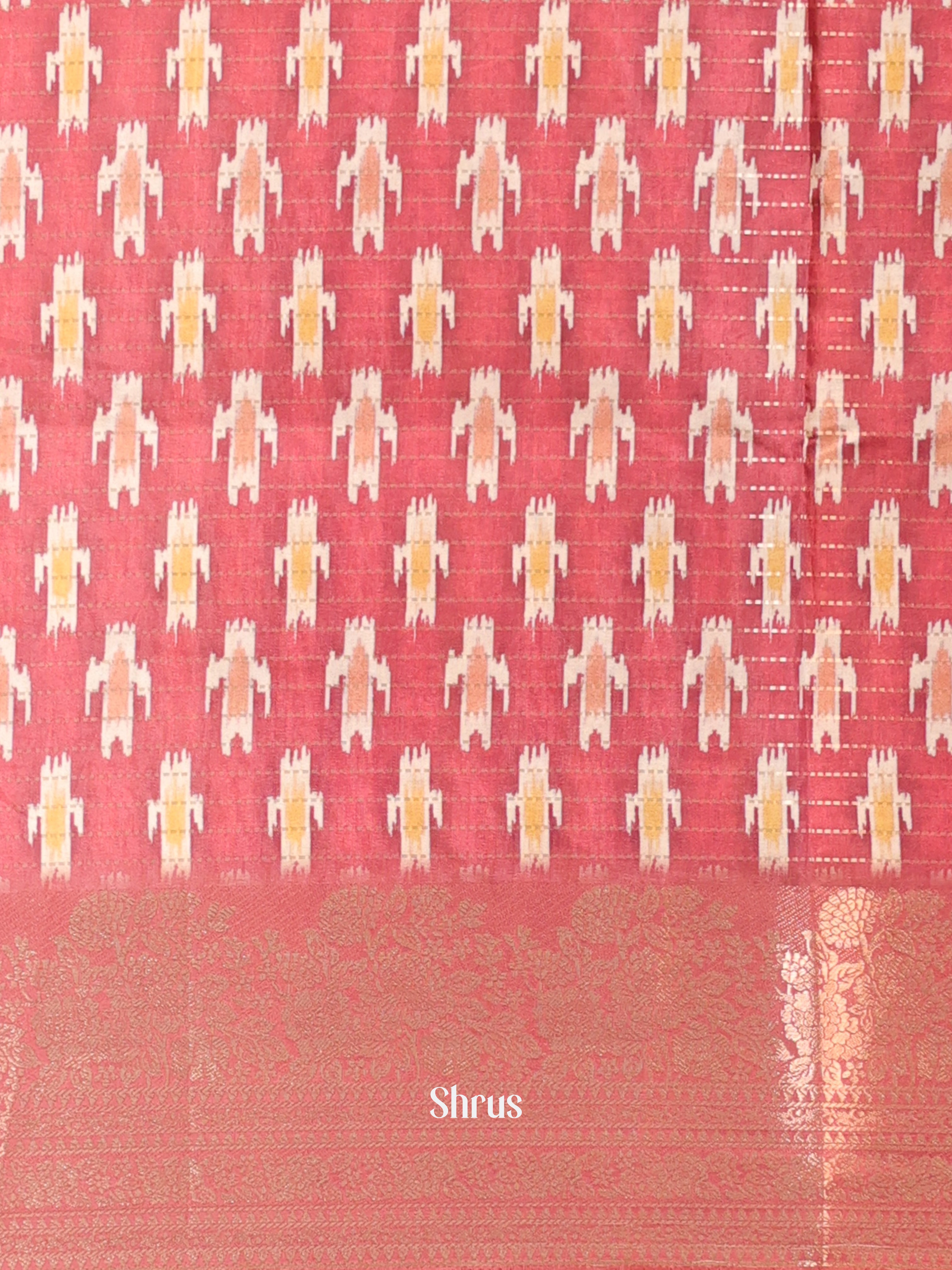 Cream & Brown - Semi Chanderi Saree - Shop on Shrus.com