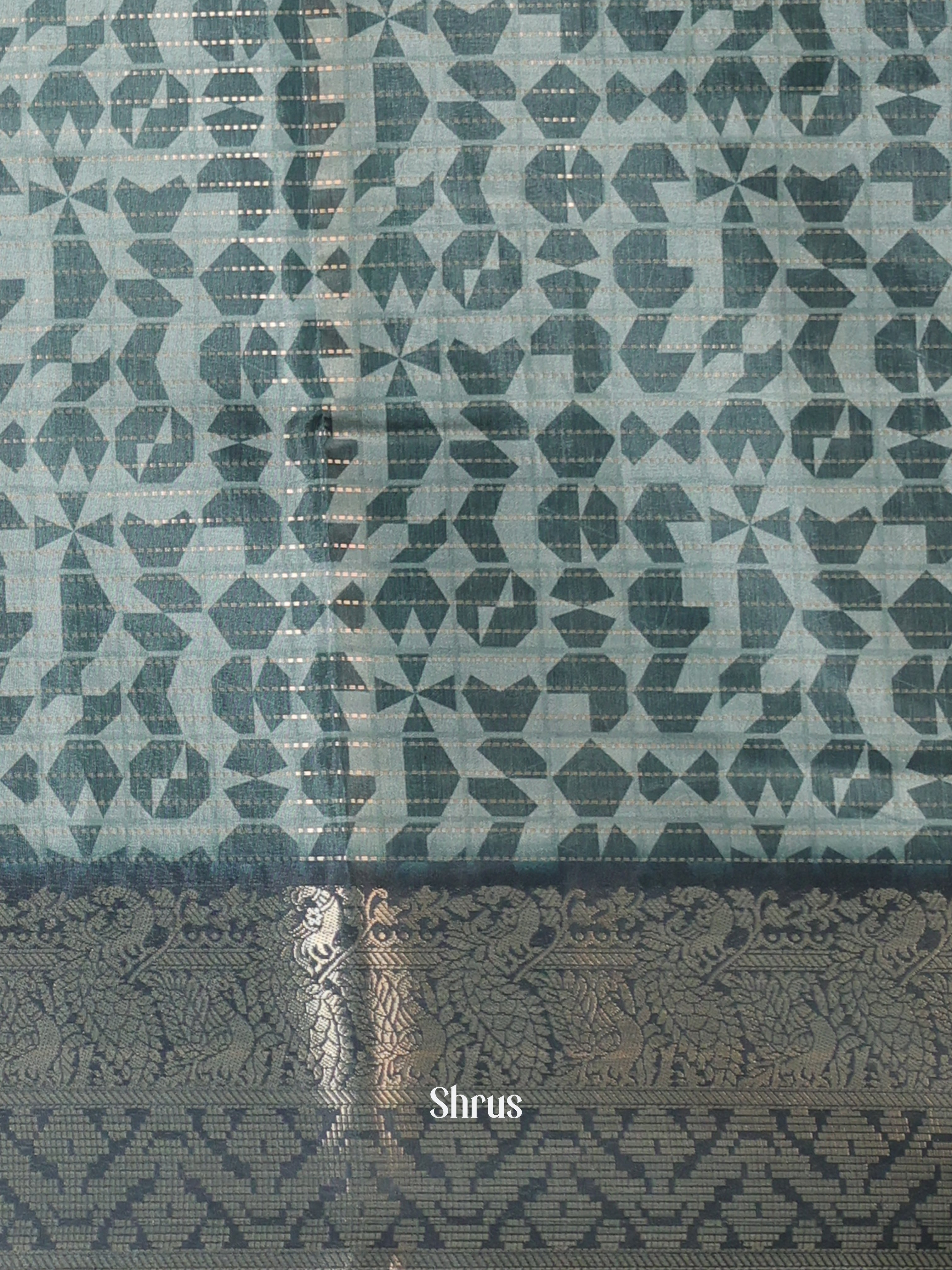 Blue - Semi Chanderi Saree - Shop on Shrus.com