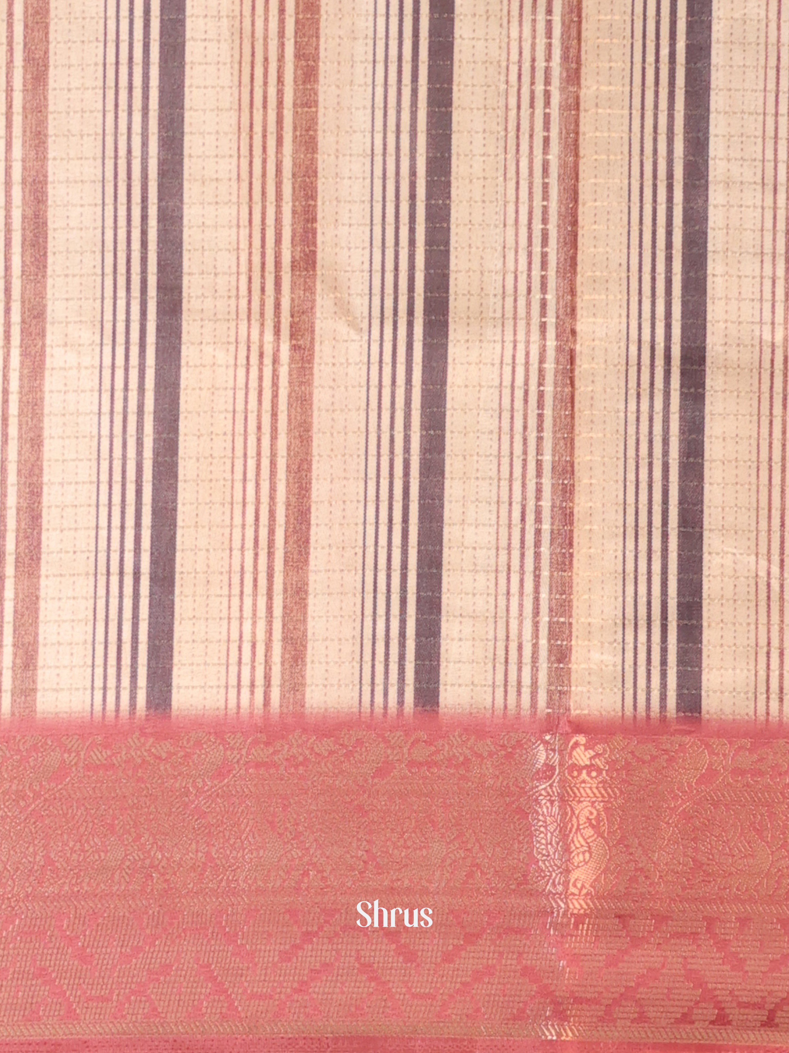 Grey & Brown - Semi Chanderi Saree - Shop on Shrus.com