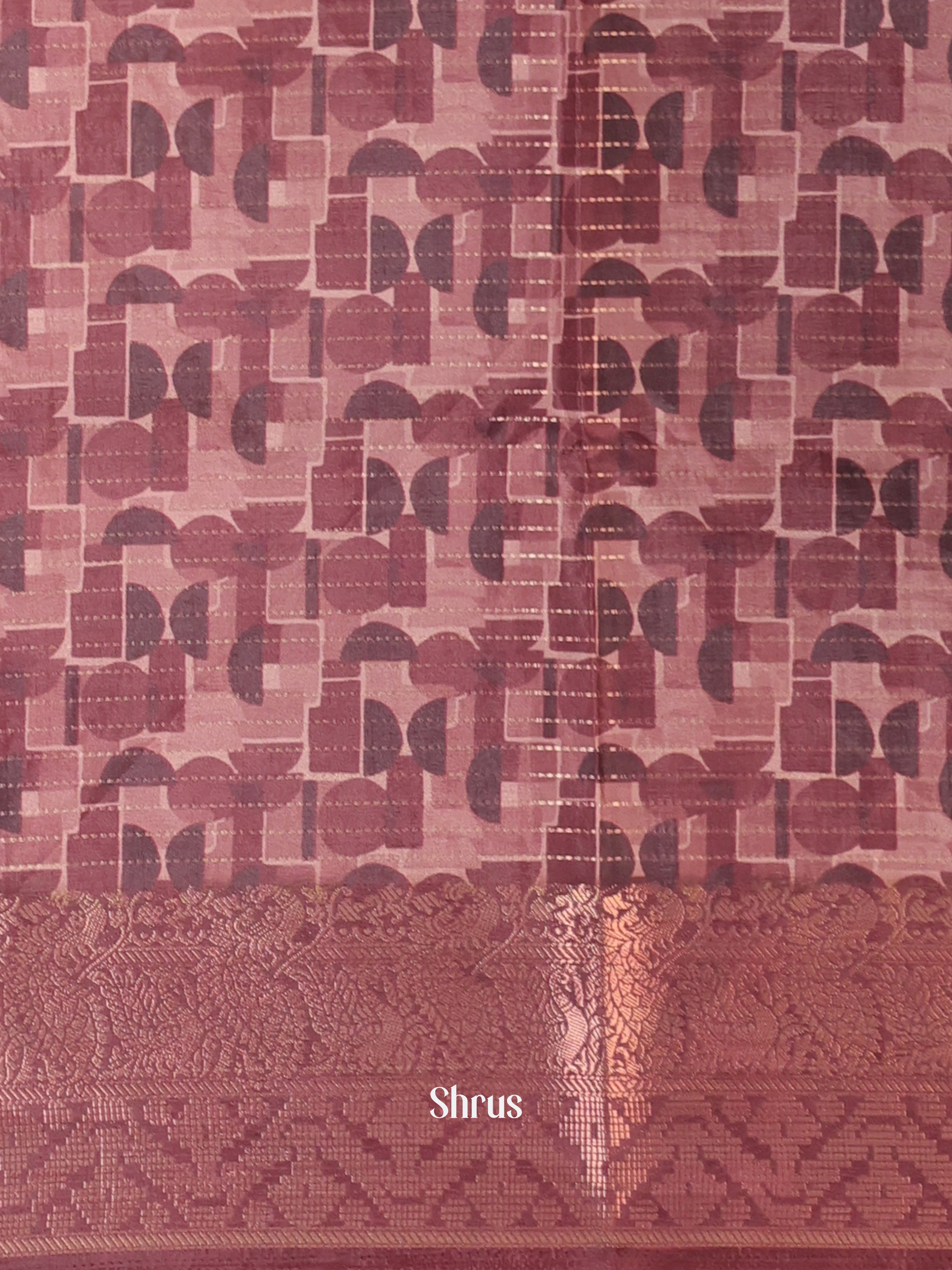 Dusty Pink & Brown- Semi Chanderi Saree - Shop on Shrus.com