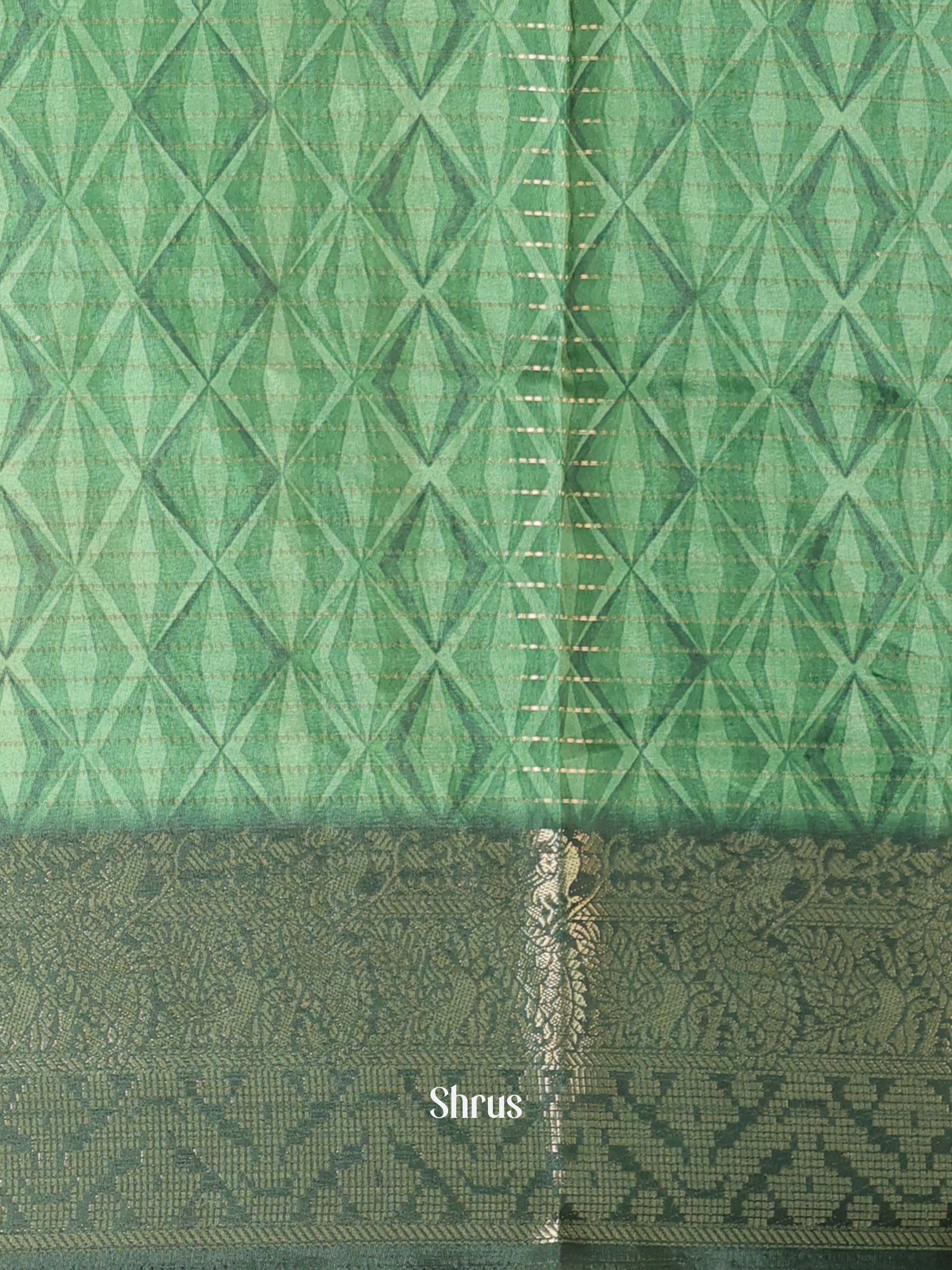 Green - Semi Chanderi Saree - Shop on Shrus.com