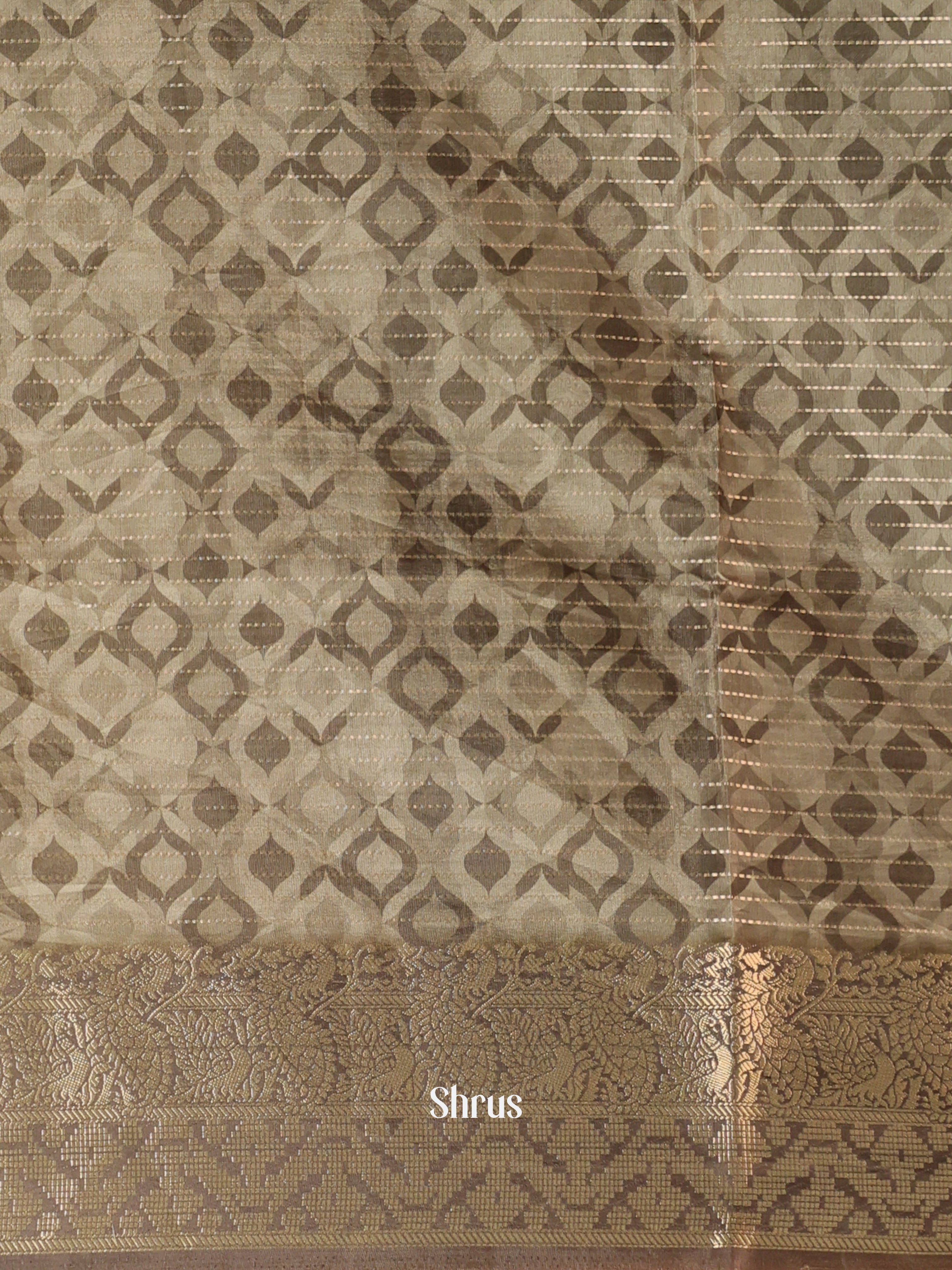 Lite Green & Green - Semi Chanderi Saree - Shop on Shrus.com