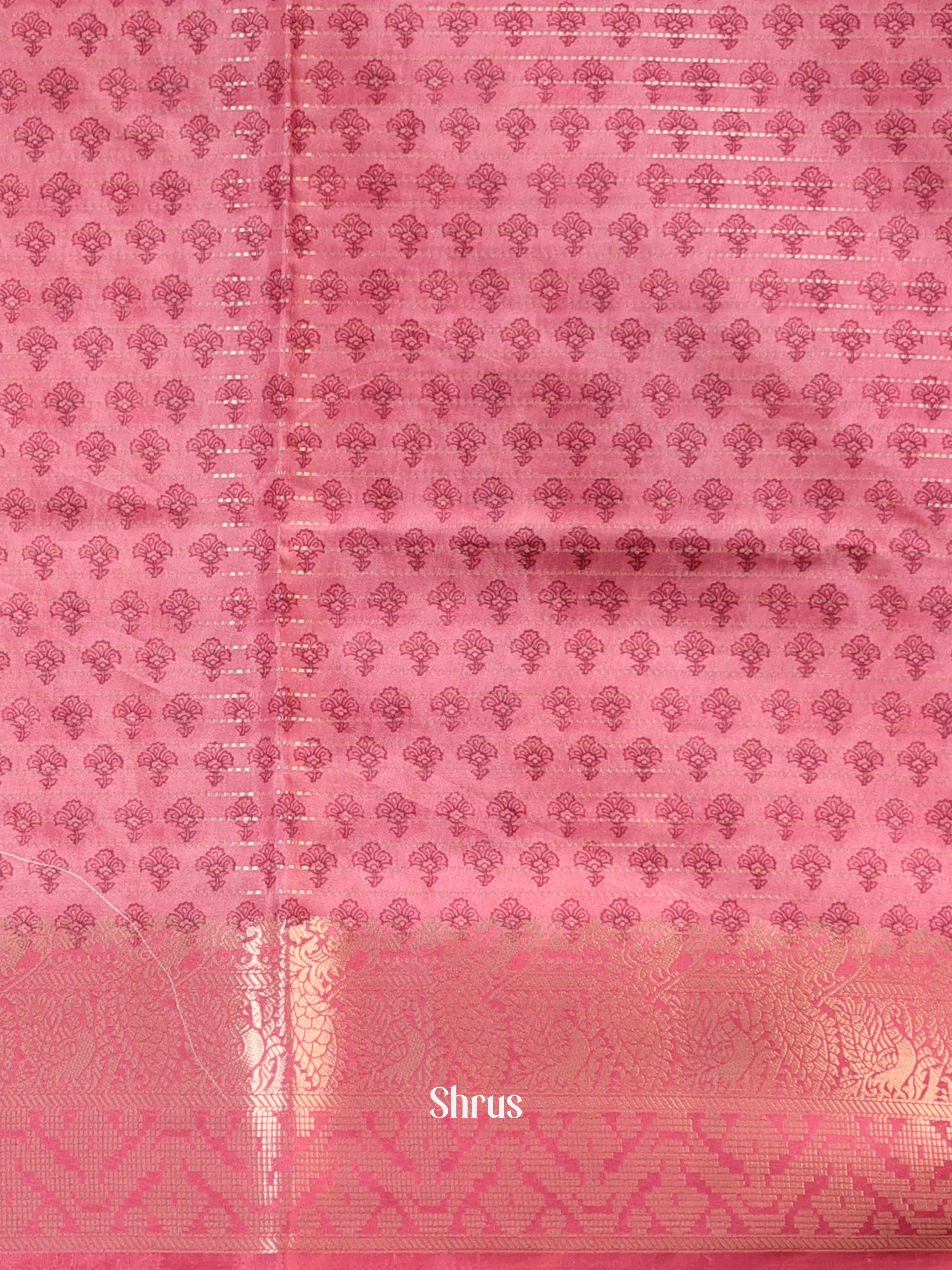 Lite Pink & Pink - Semi Chanderi Saree - Shop on Shrus.com