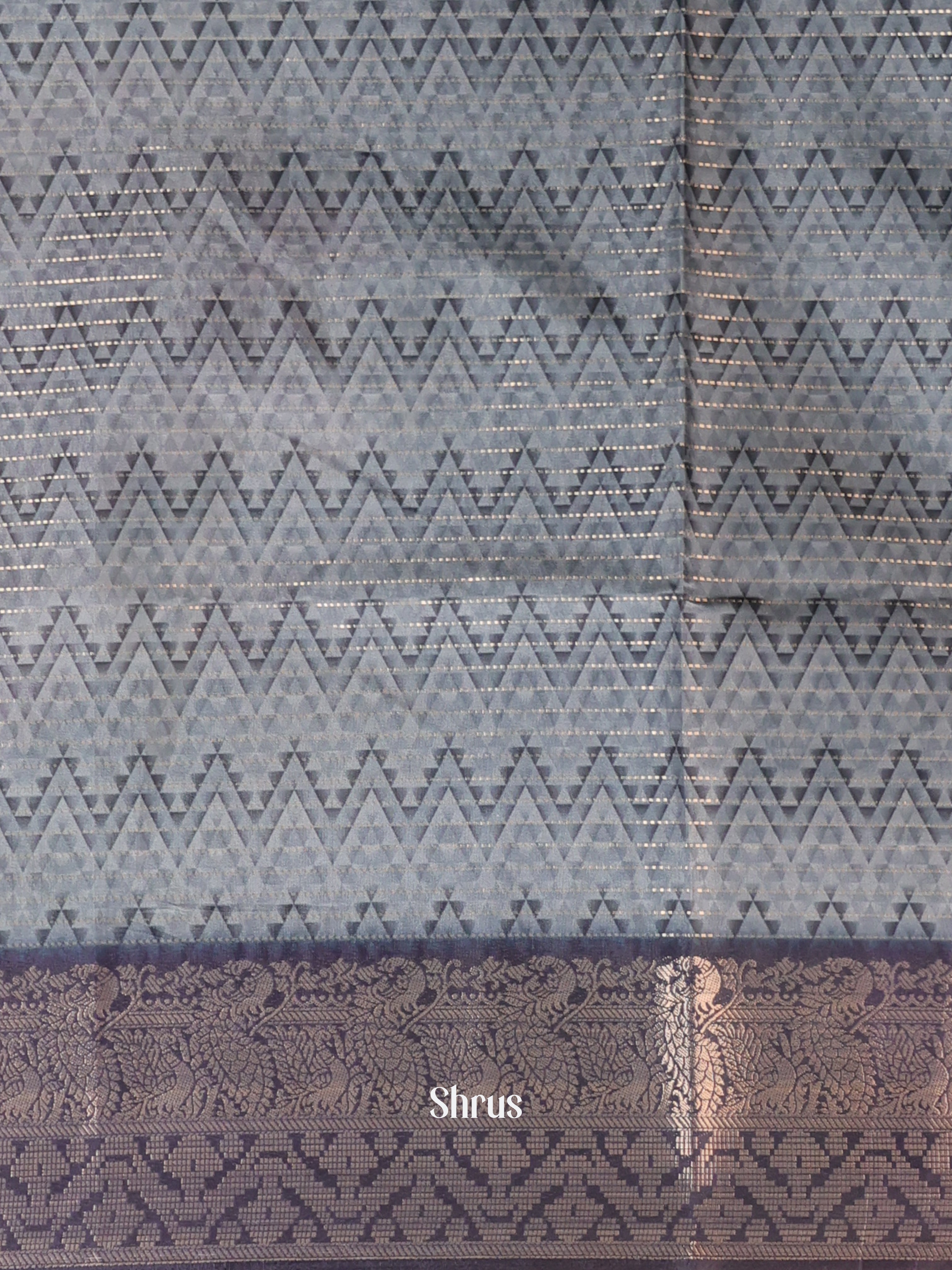 Blue - Semi Chanderi Saree - Shop on Shrus.com