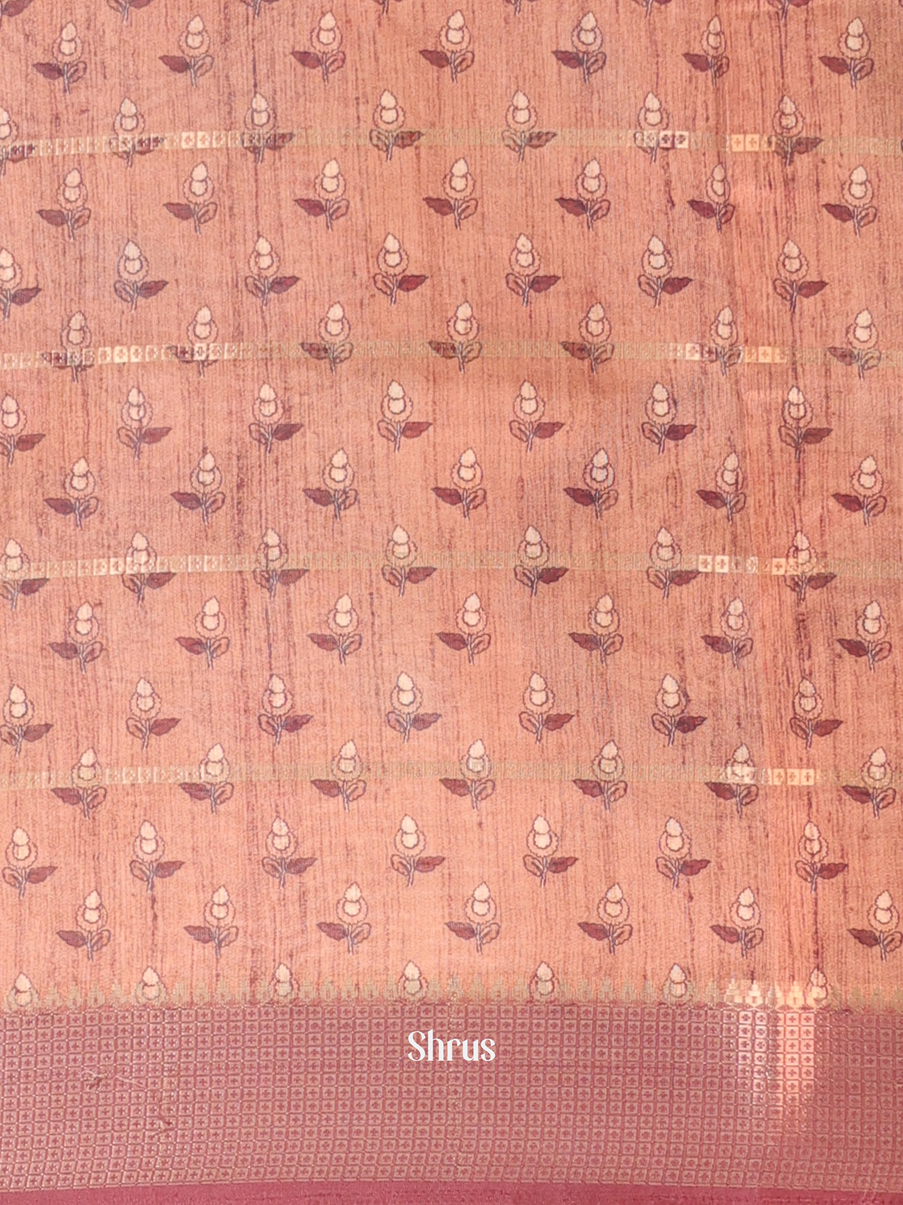 Brown - Semi Chanderi Saree - Shop on Shrus.com