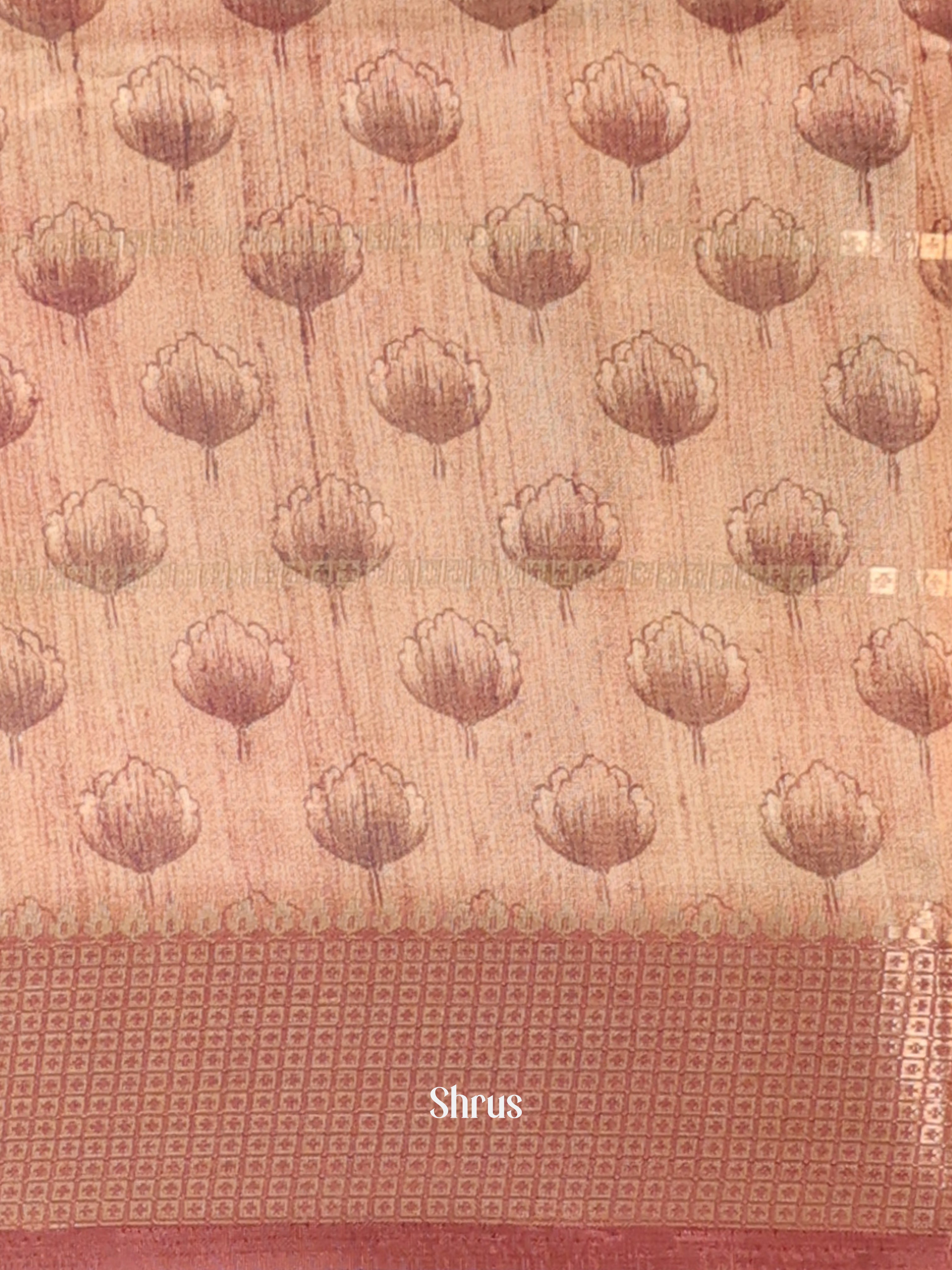 Lite Brown - Semi Chanderi Saree - Shop on Shrus.com