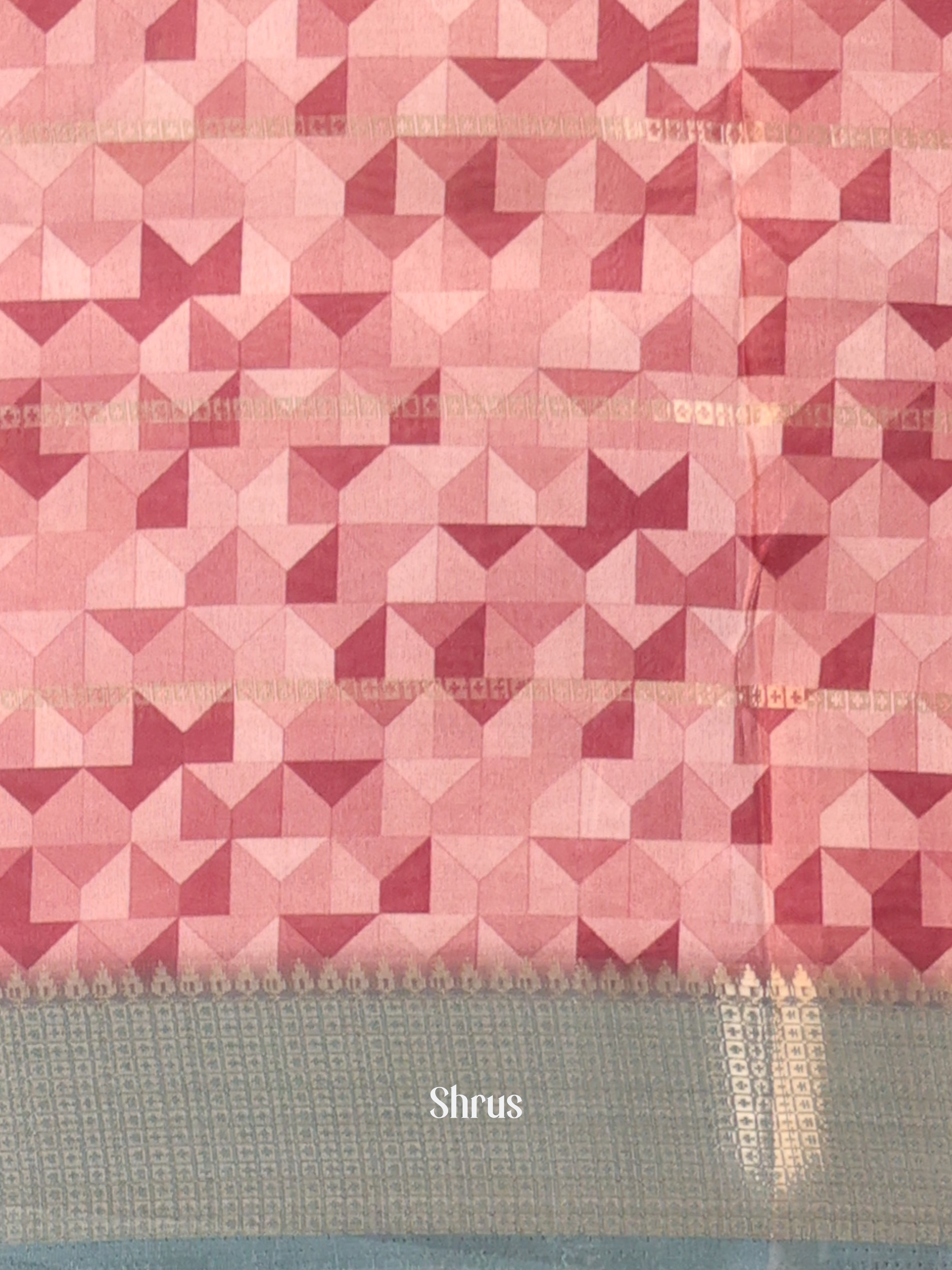 Onion Pink & Grey - Semi Chanderi Saree - Shop on Shrus.com