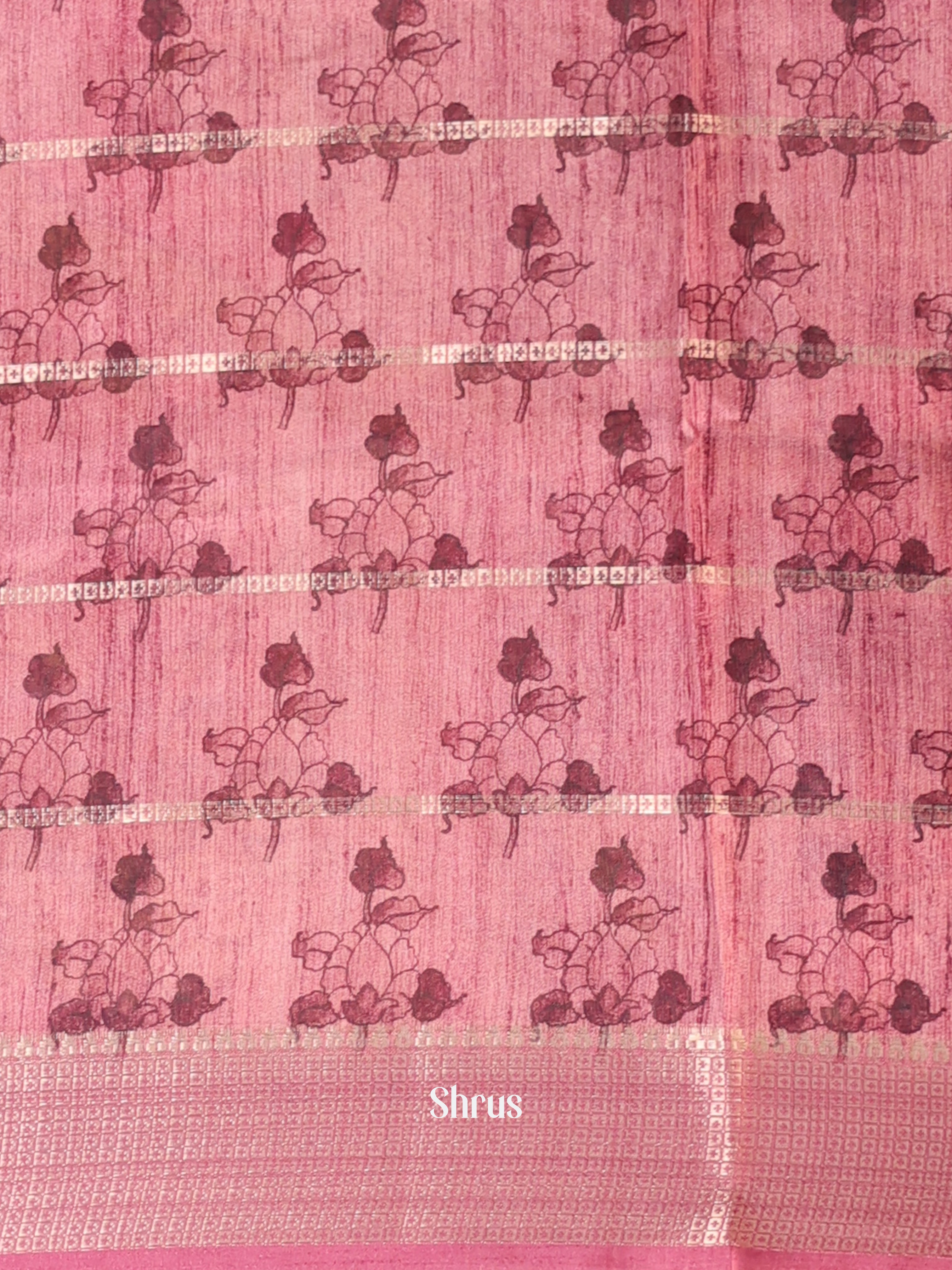 Pink - Semi Chanderi Saree - Shop on Shrus.com