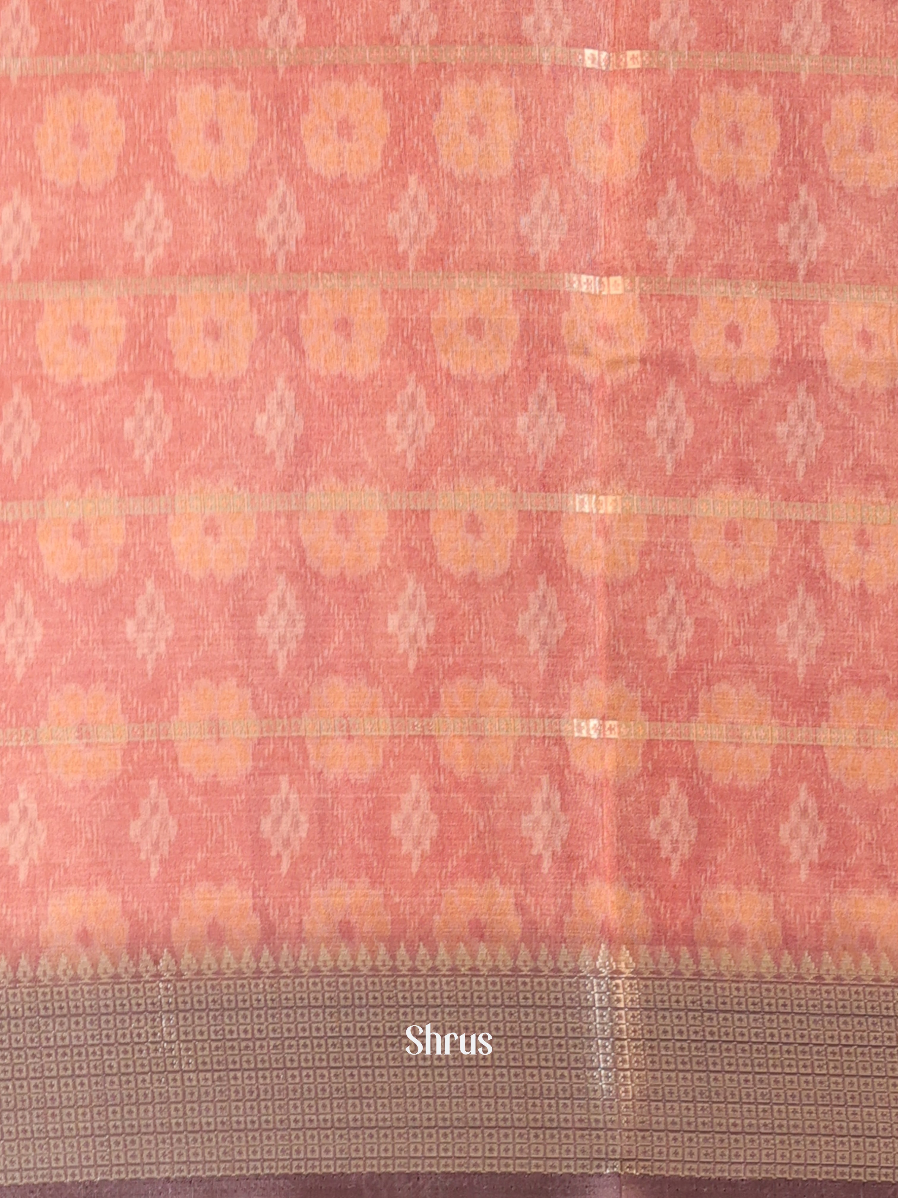 Beige & Brown - Semi Chanderi Saree - Shop on Shrus.com