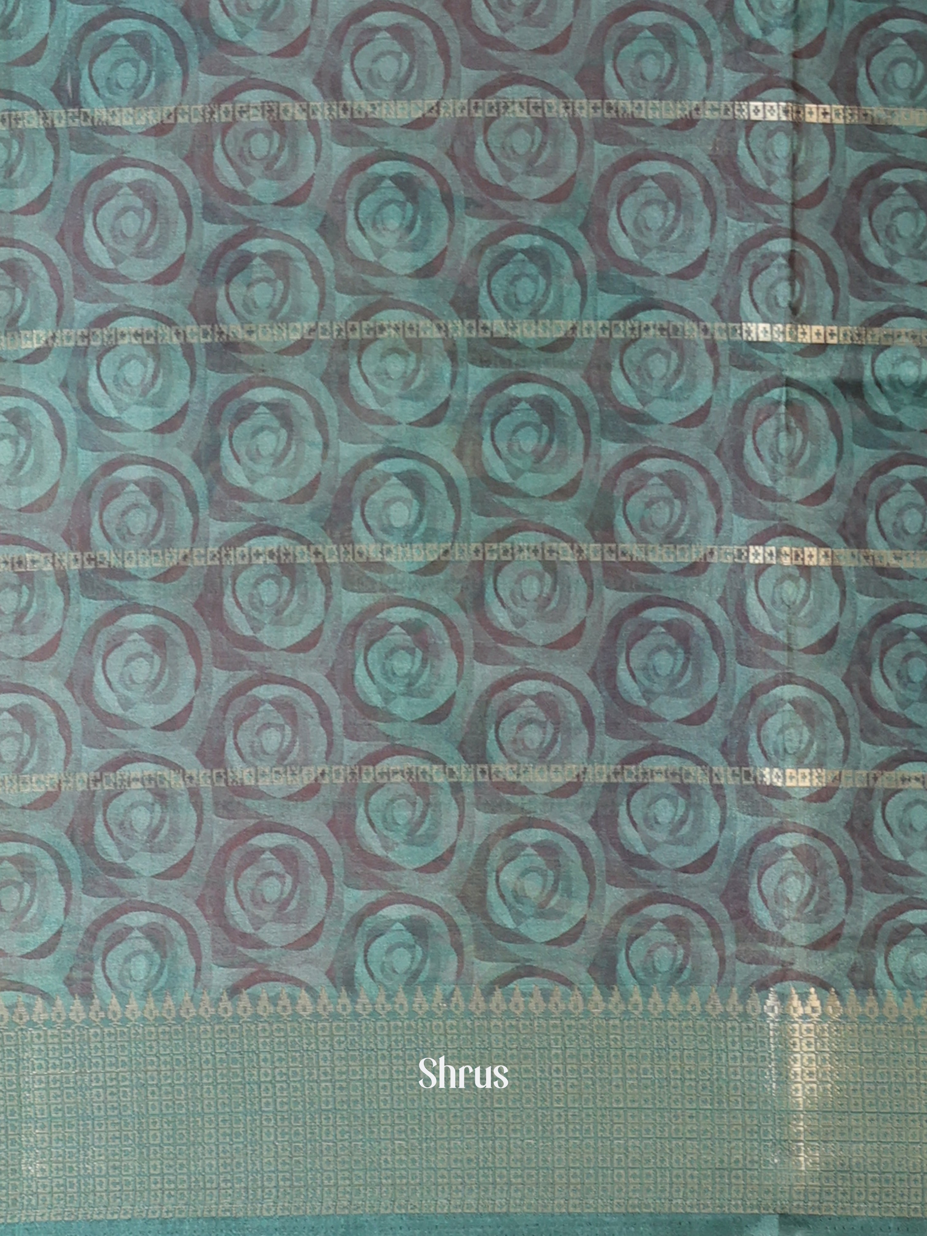 Pink & Blue - Semi Chanderi Saree - Shop on Shrus.com