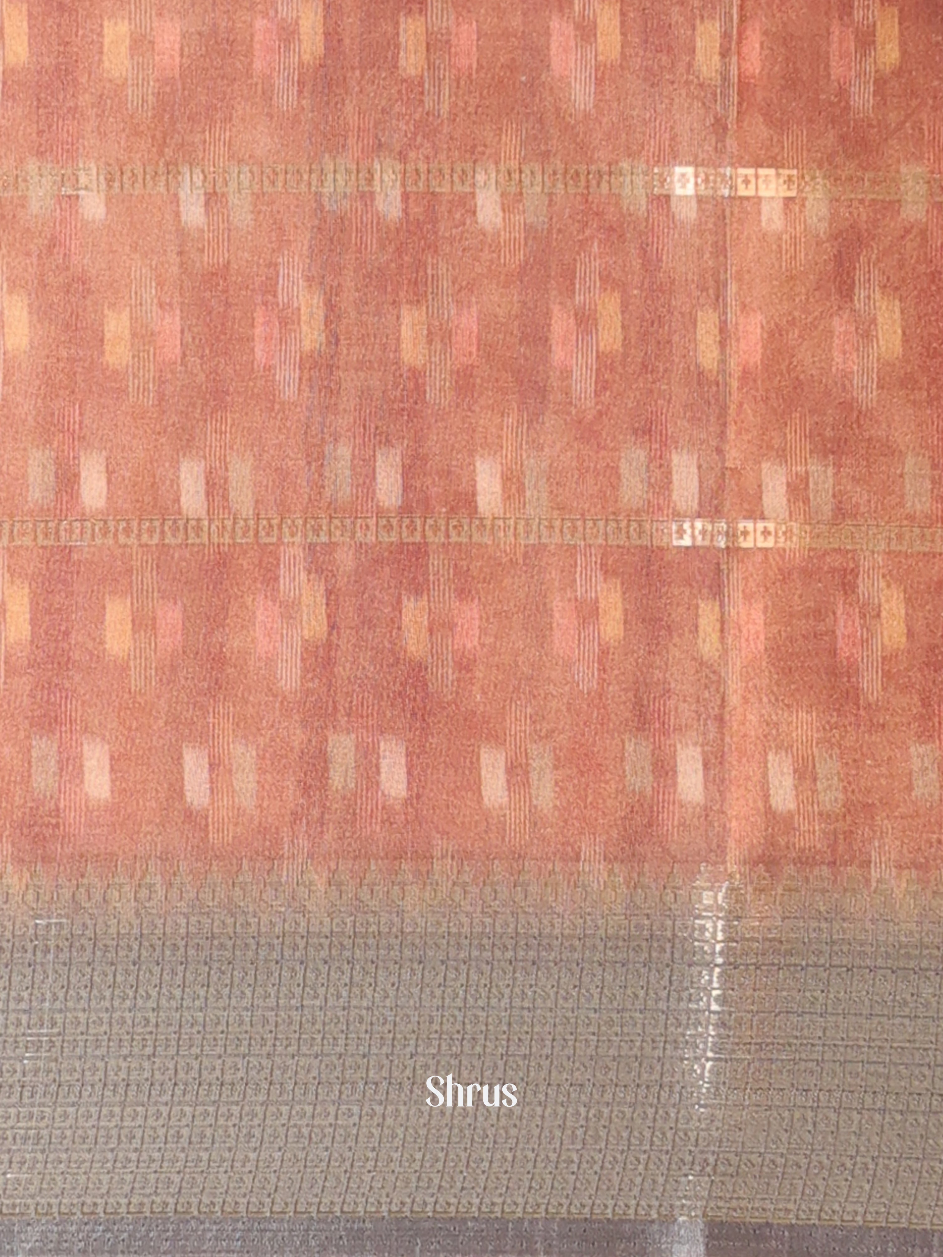 Grey & Brown- Semi Chanderi Saree - Shop on Shrus.com