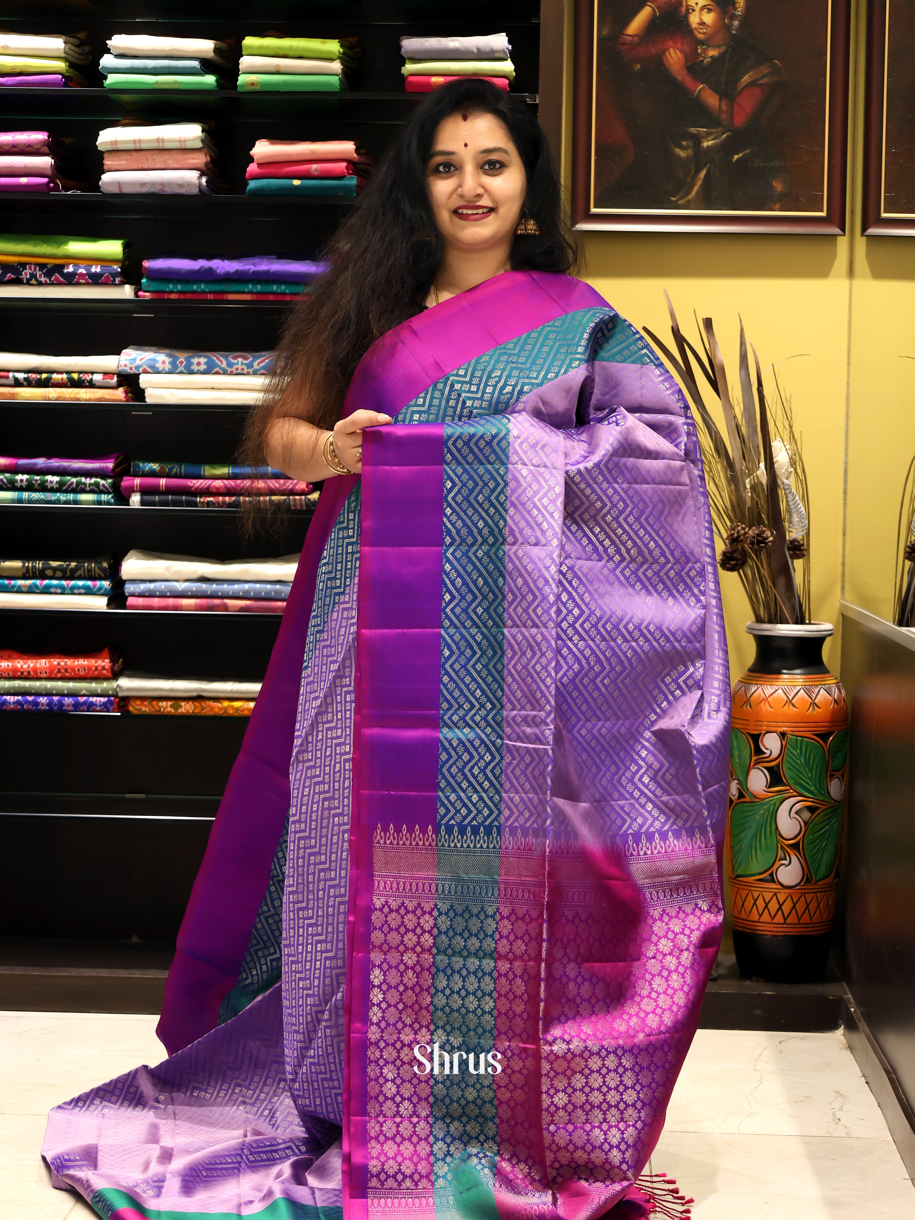 Lavender & Purple - Soft Silk Saree - Shop on Shrus.com