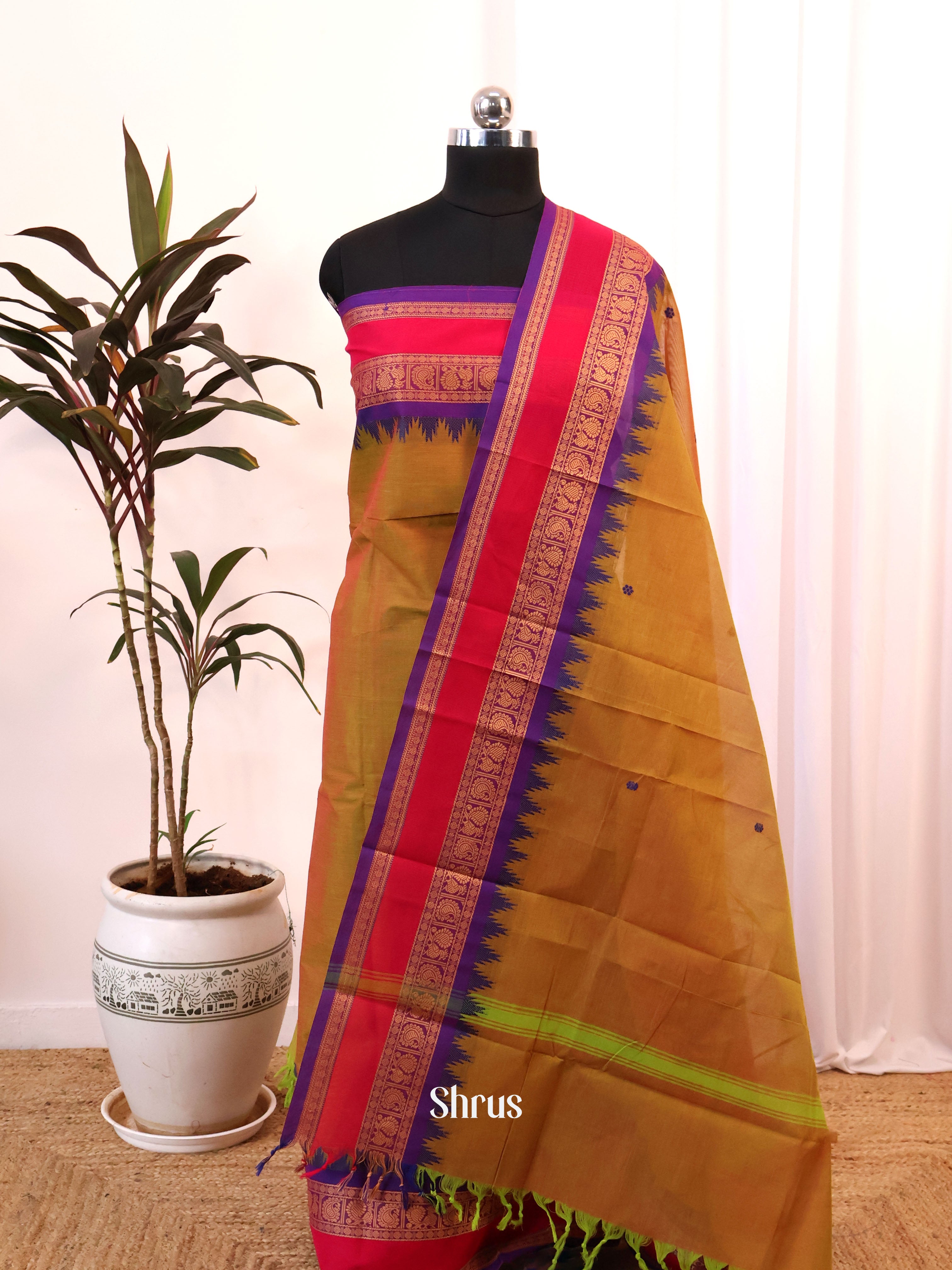 Green & Violet- chettinad top & dupatta combo - Shop on Shrus.com