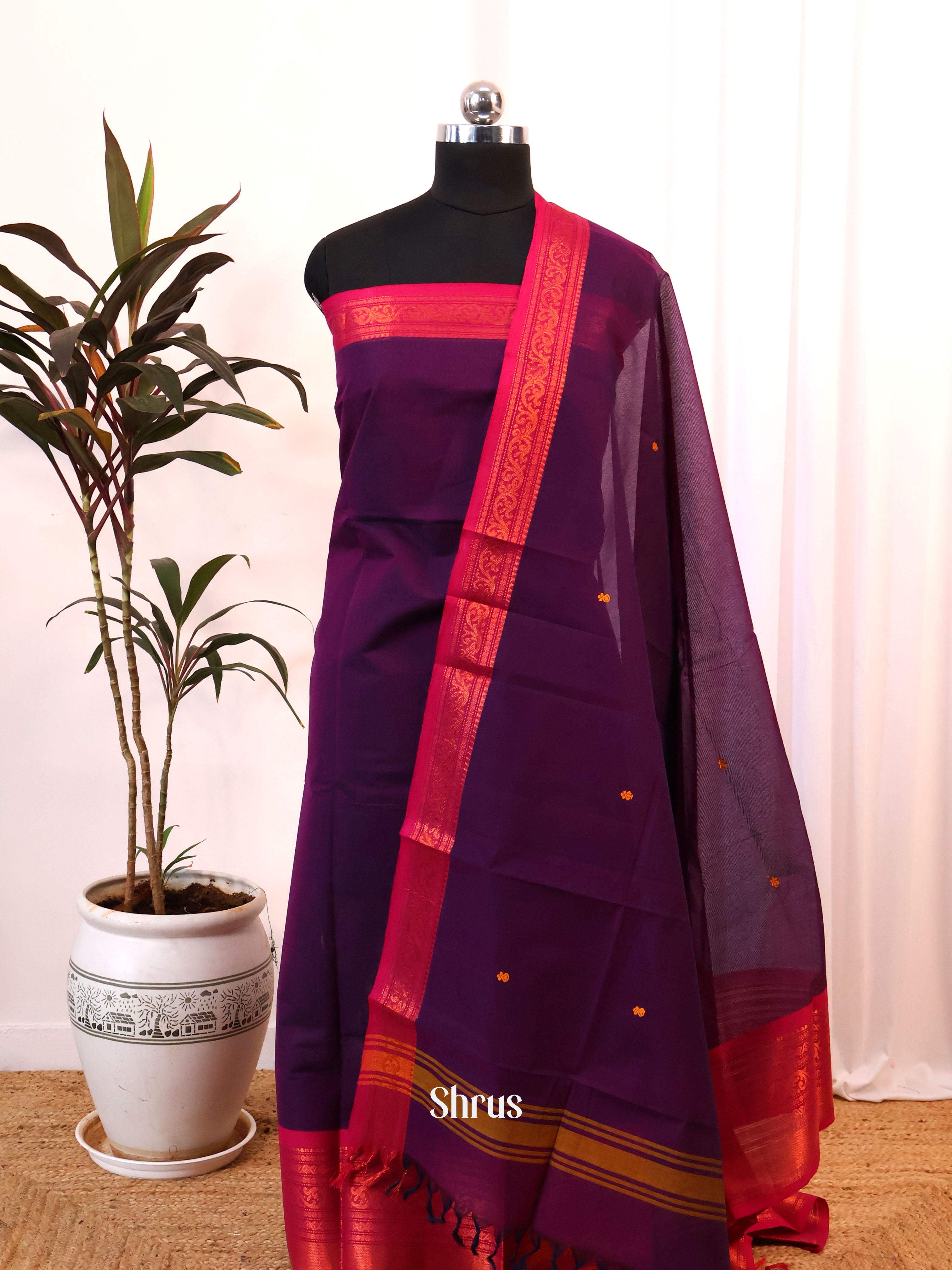 Violet & Pink - chettinad top & dupatta combo - Shop on Shrus.com