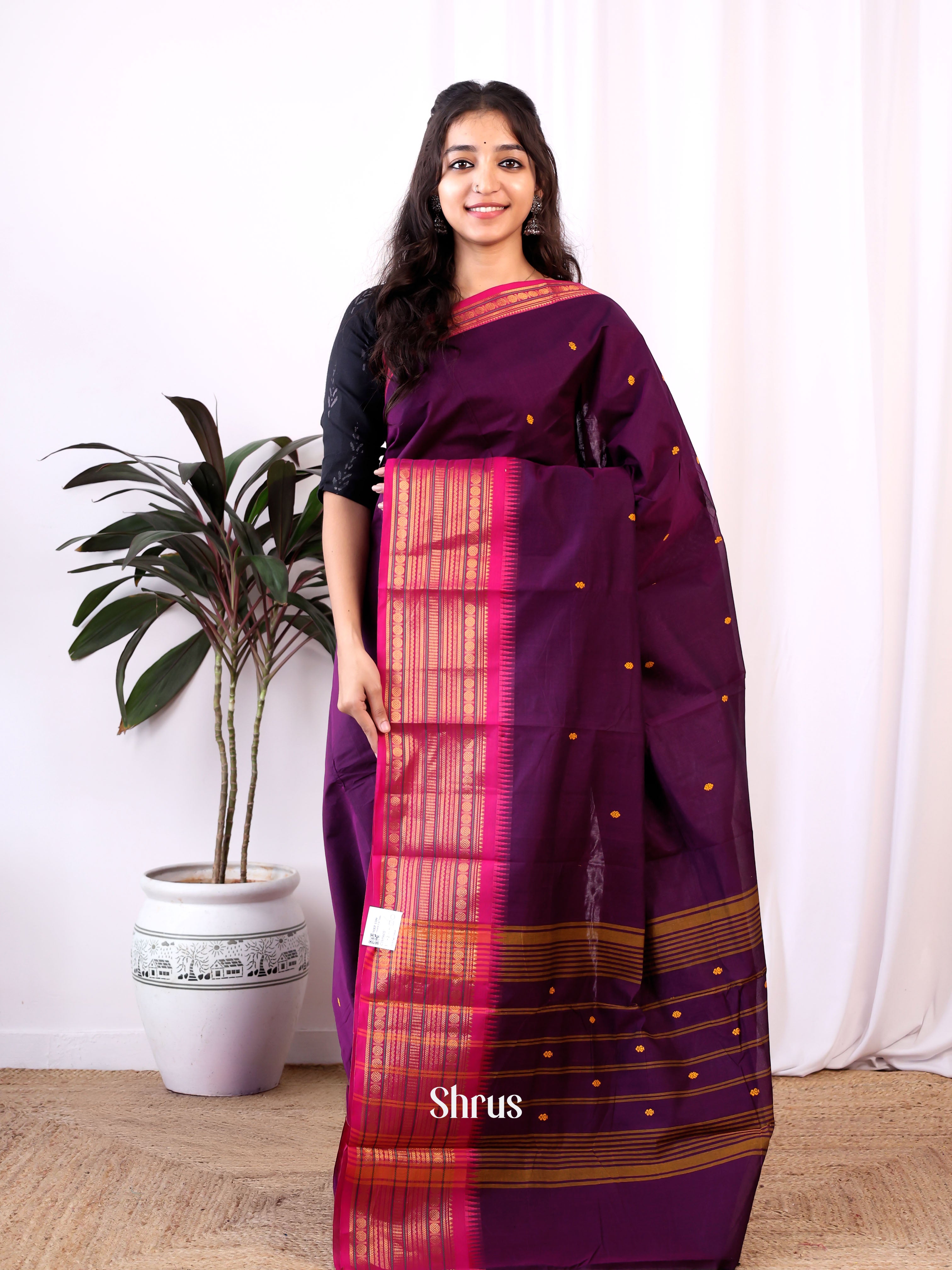 Violet & Pink - Chettinad Cotton Saree - Shop on Shrus.com