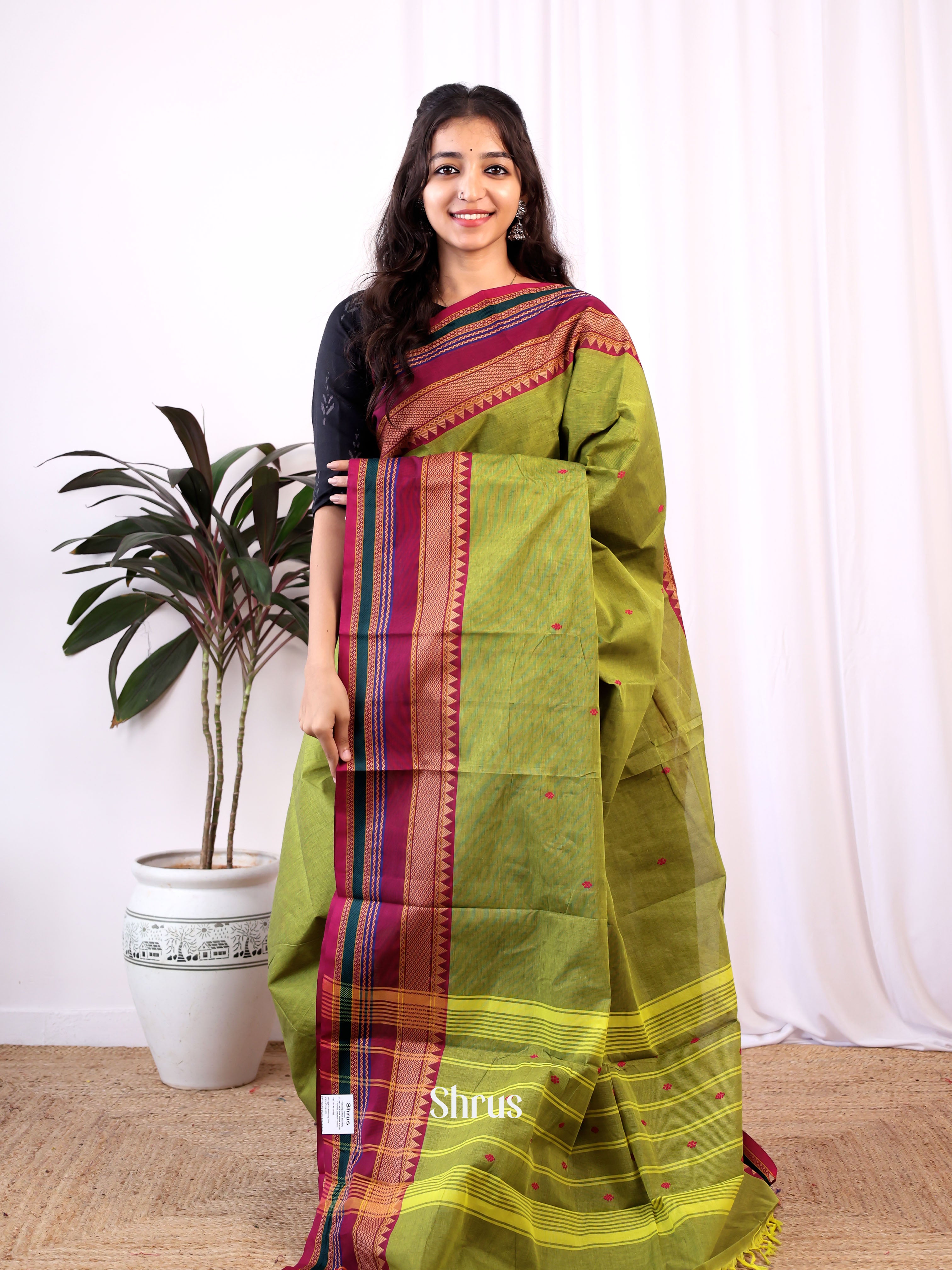 Green & Purple- Chettinad Cotton Saree - Shop on Shrus.com