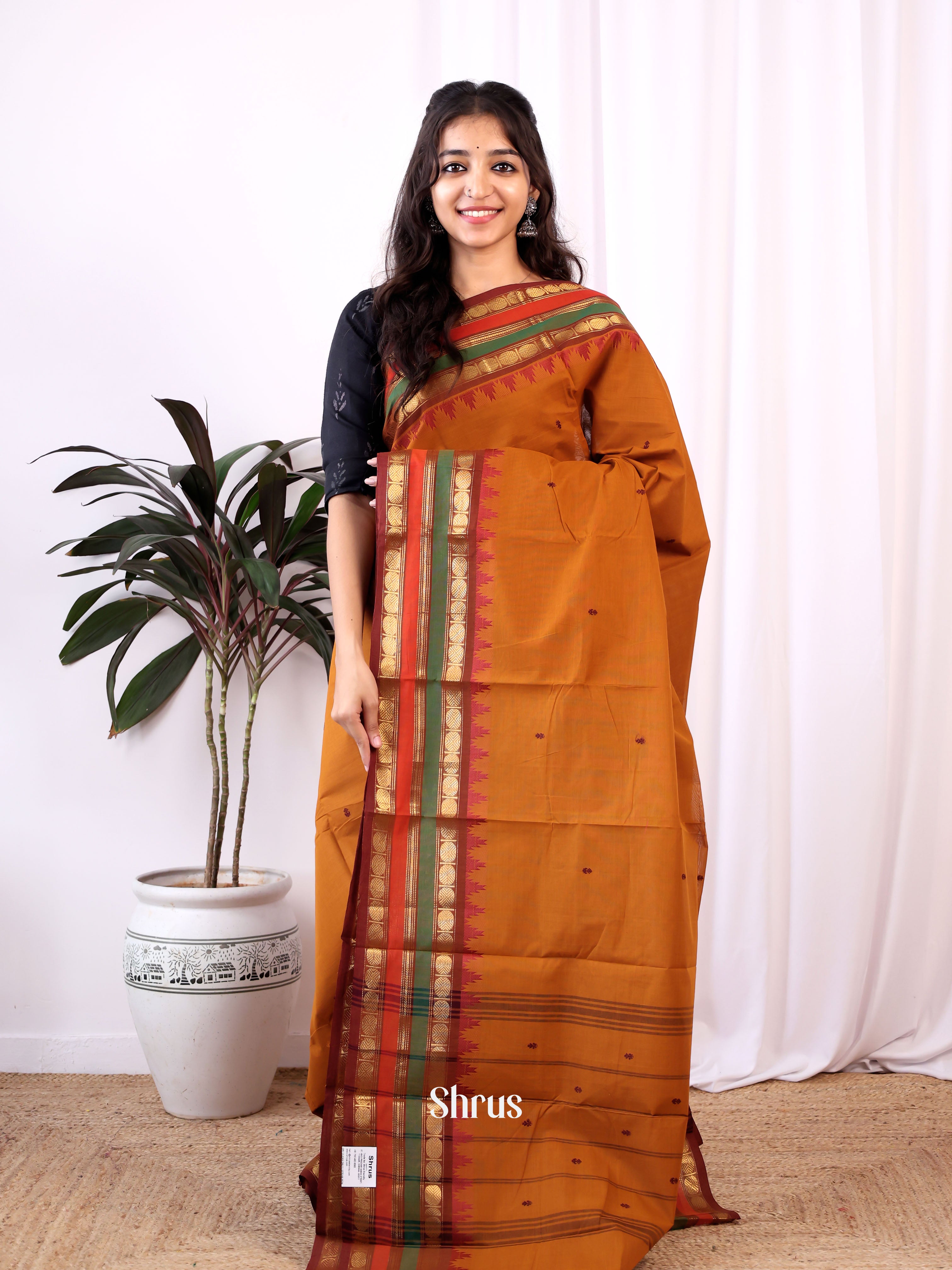 Brick & Brown - Chettinad Cotton Saree - Shop on Shrus.com