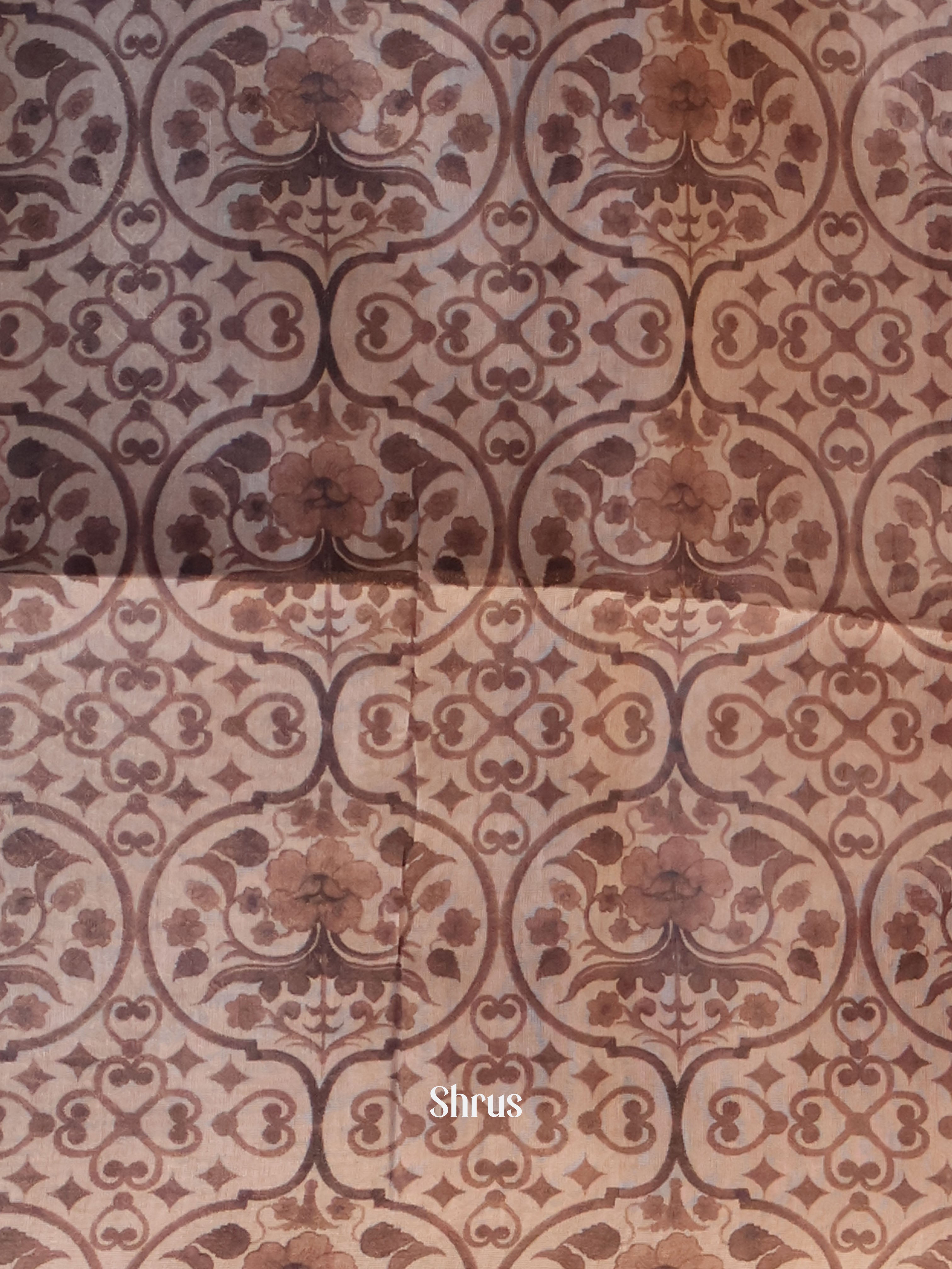 Beige & Black - Semi Jute Saree - Shop on Shrus.com