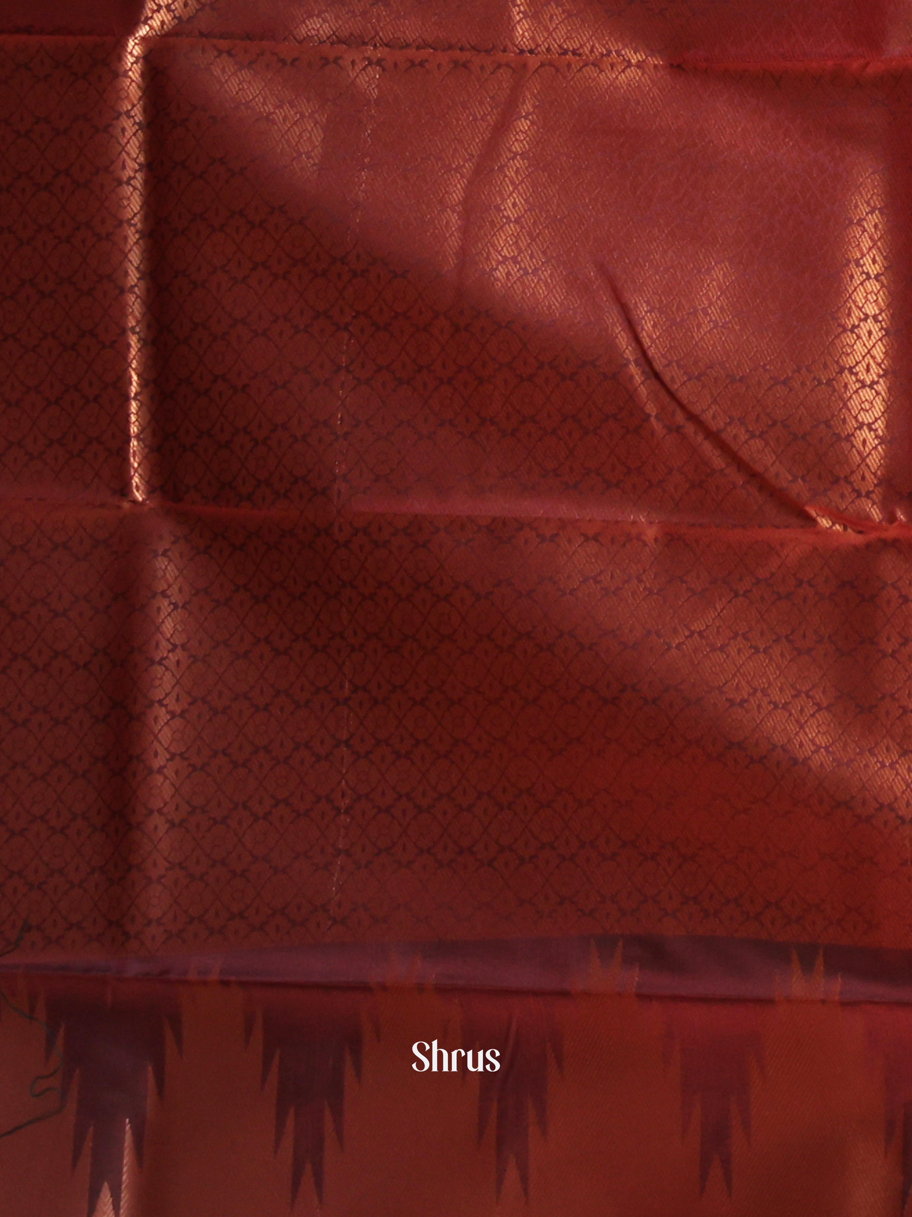 Orange & Brown - Semi Kanchipuram Saree - Shop on Shrus.com