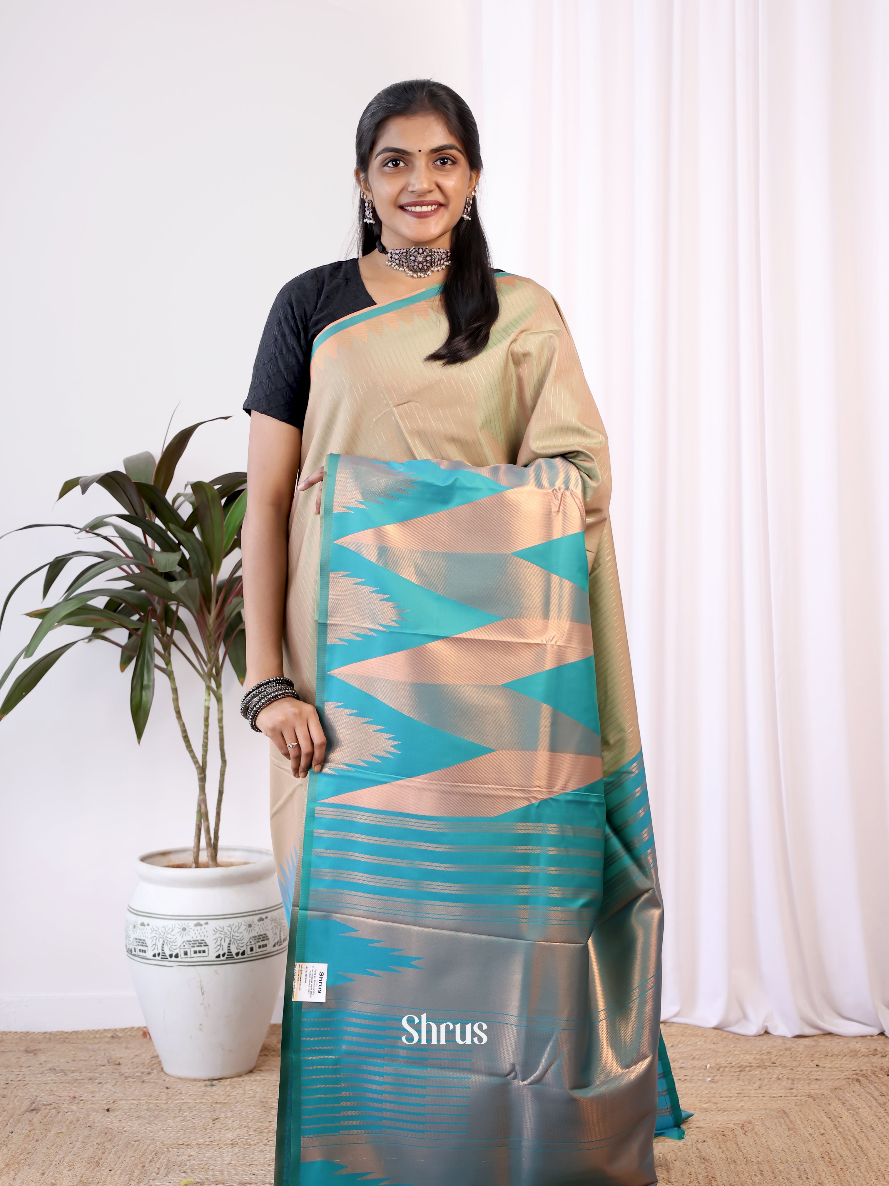 CJS09763 - Semi Kanchipuram Saree - Shop on Shrus.com