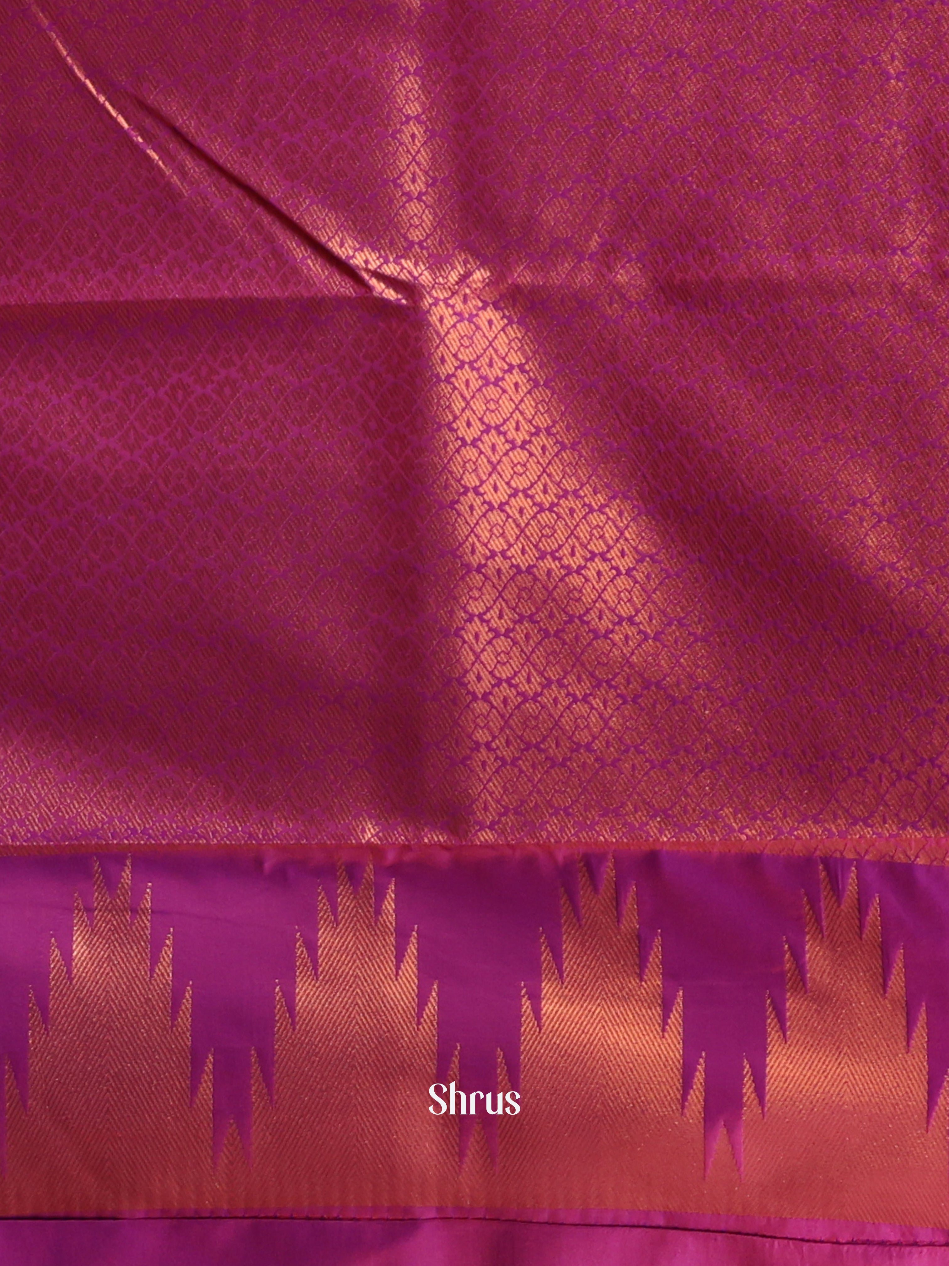 Peach & Purple - Semi Kanchipuram Saree - Shop on Shrus.com