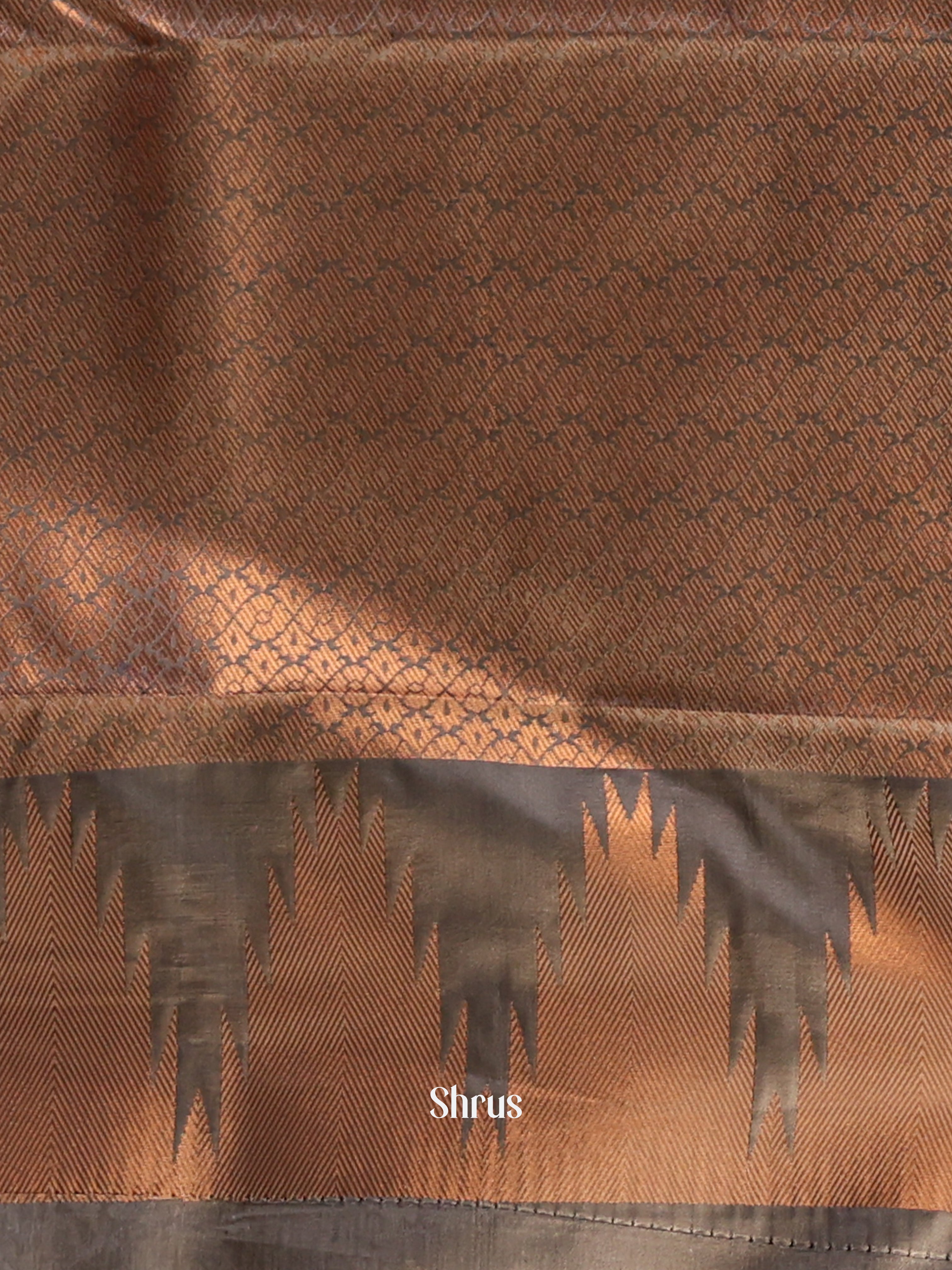 Pink & Grey- Semi Kanchipuram Saree - Shop on Shrus.com