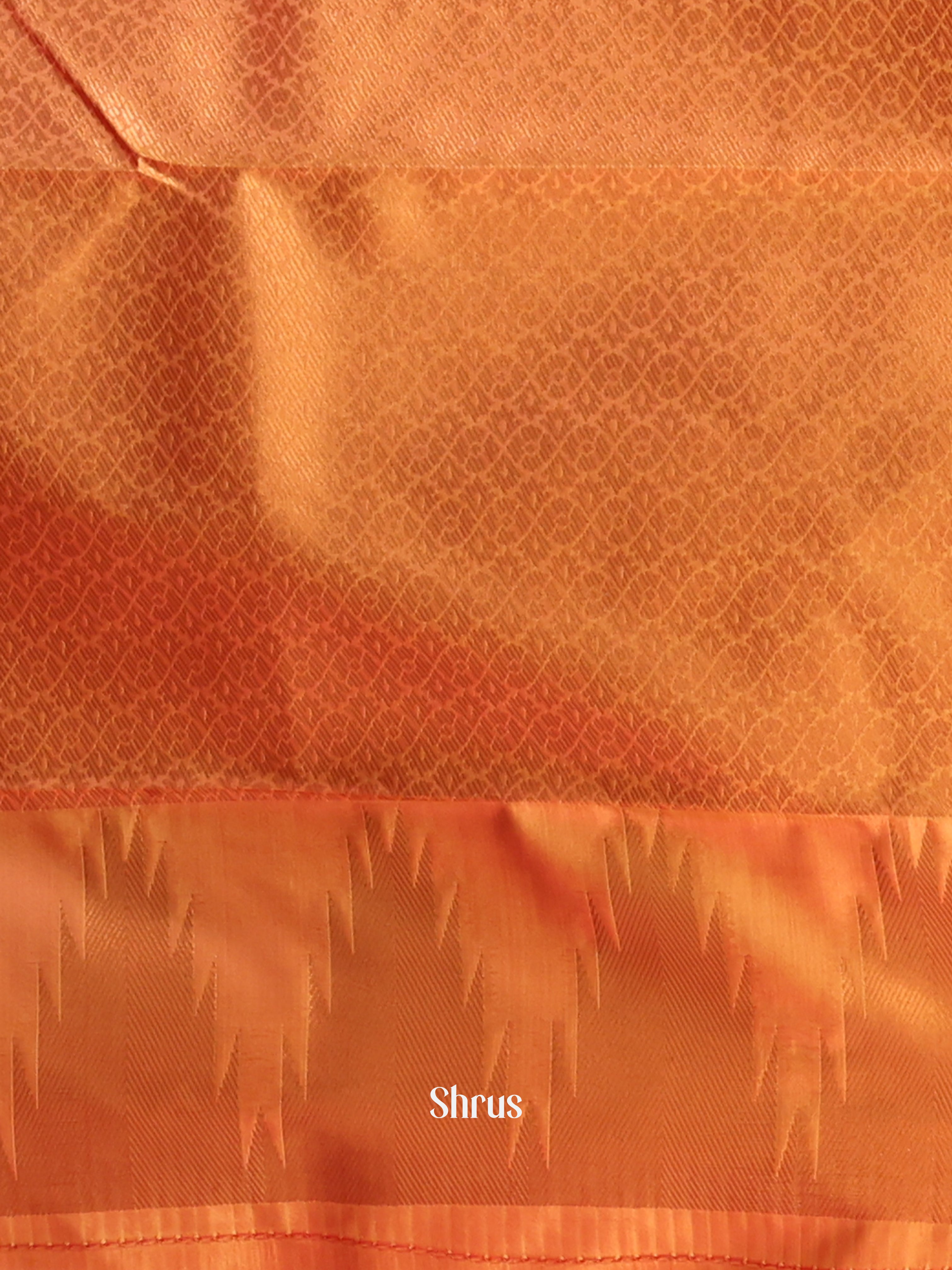 Pink & Orange- Semi Kanchipuram Saree - Shop on Shrus.com