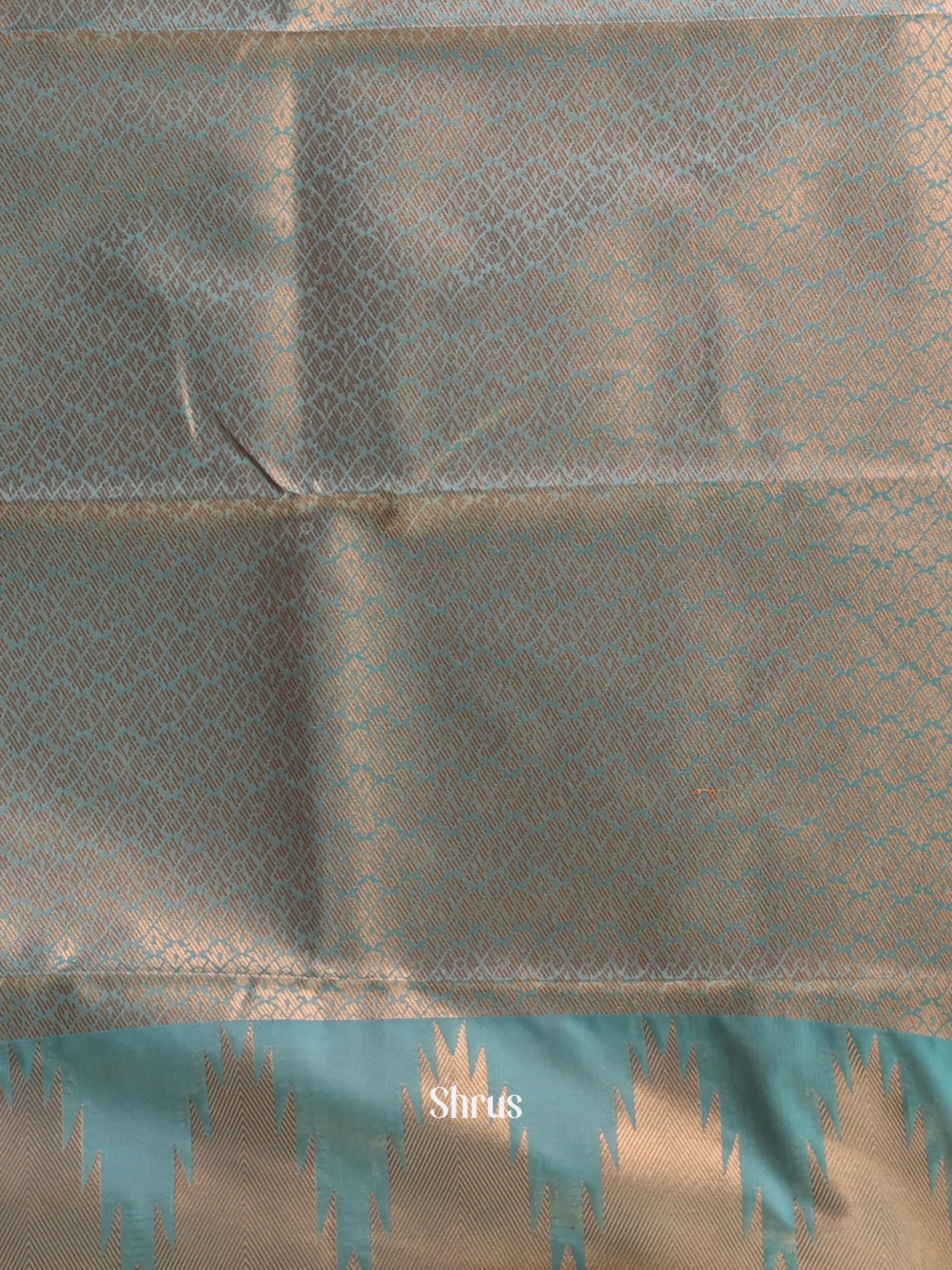 Peach & Green - Semi Kanchipuram Saree - Shop on Shrus.com