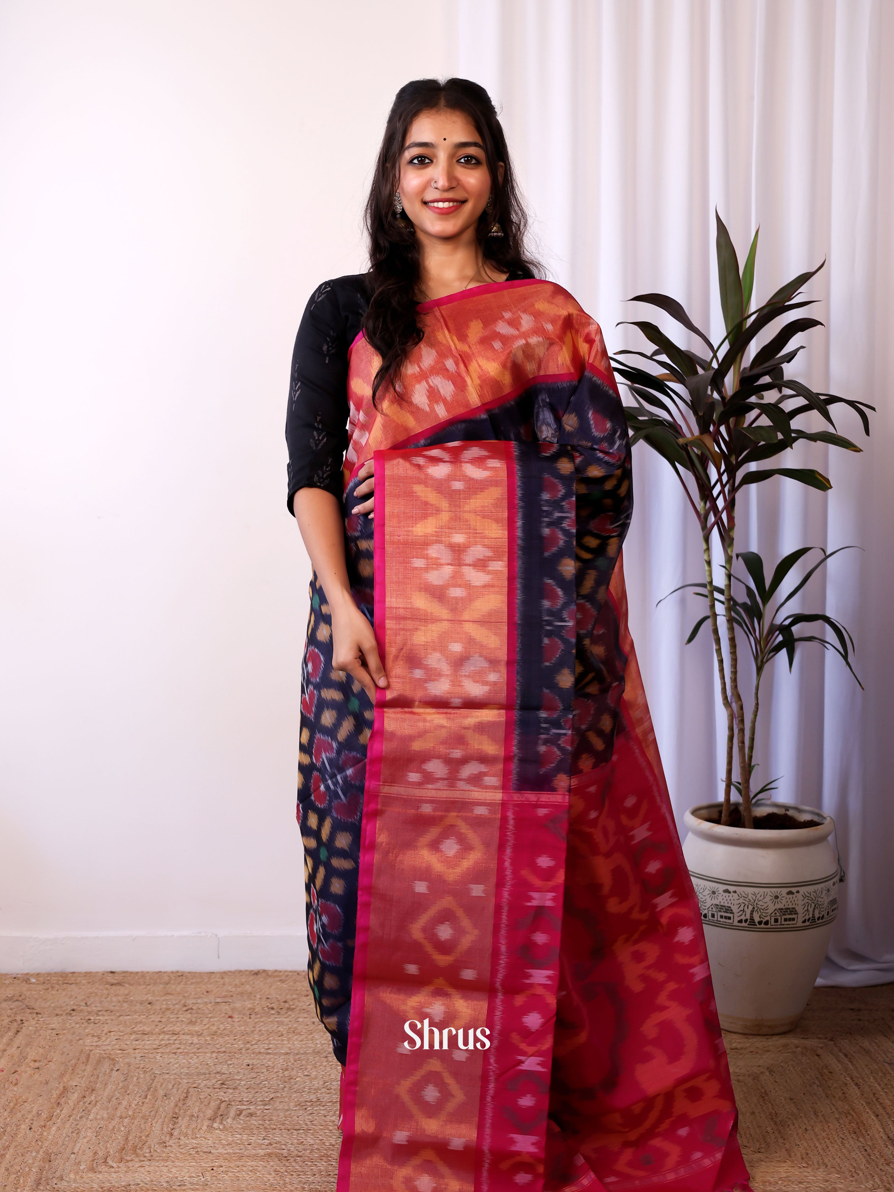 Blue & Maroon - Pochampally sico Saree - Shop on Shrus.com