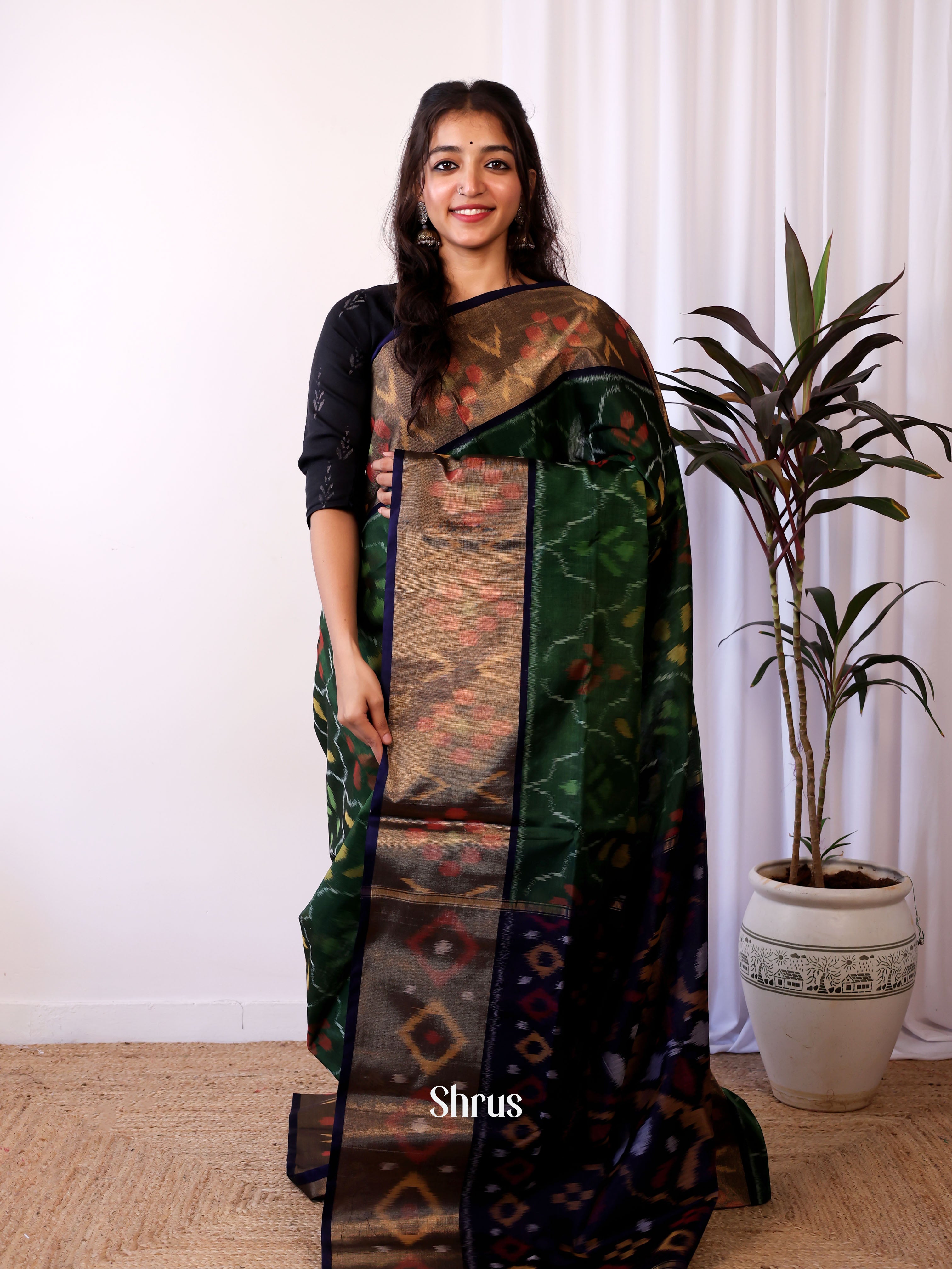 Green & Blue- Pochampally sico Saree - Shop on Shrus.com