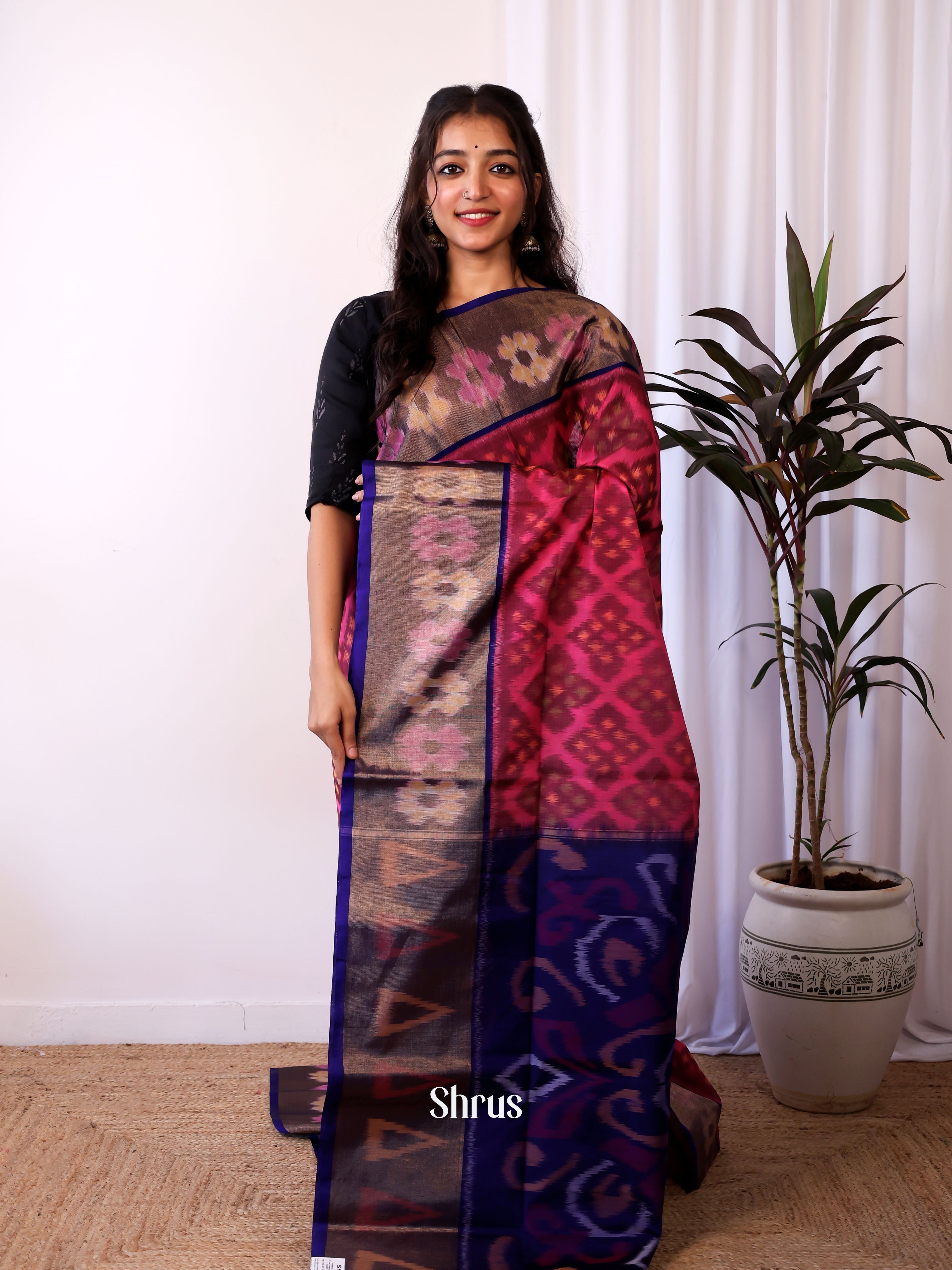 Purple & Violet - Pochampally sico Saree - Shop on Shrus.com