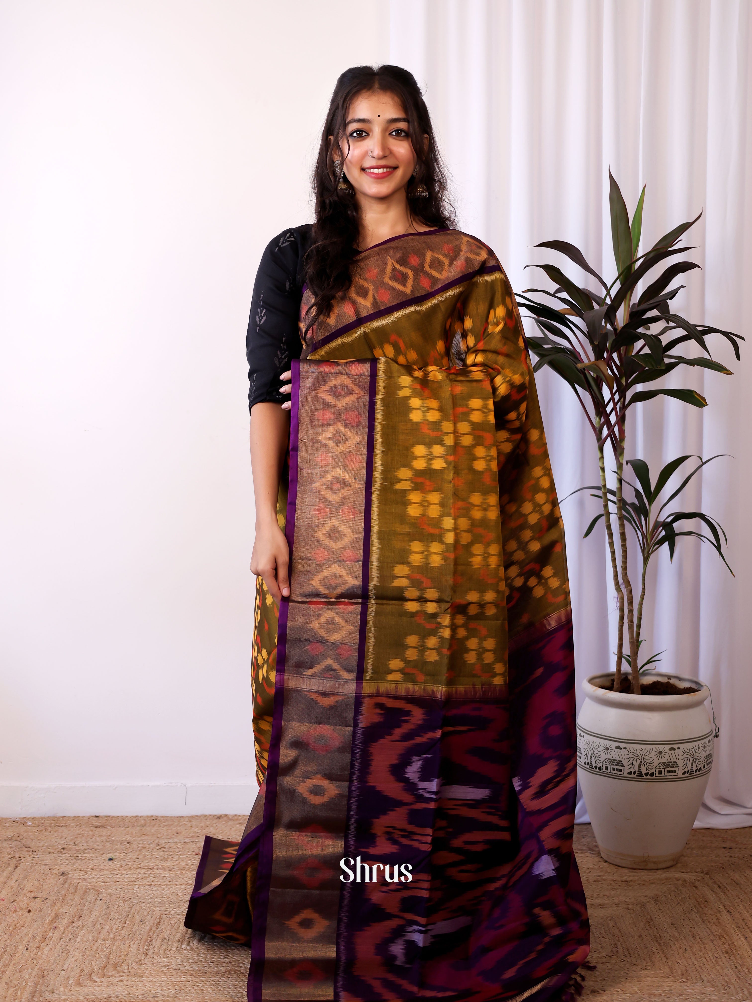 Green & Purple - Pochampally sico Saree - Shop on Shrus.com