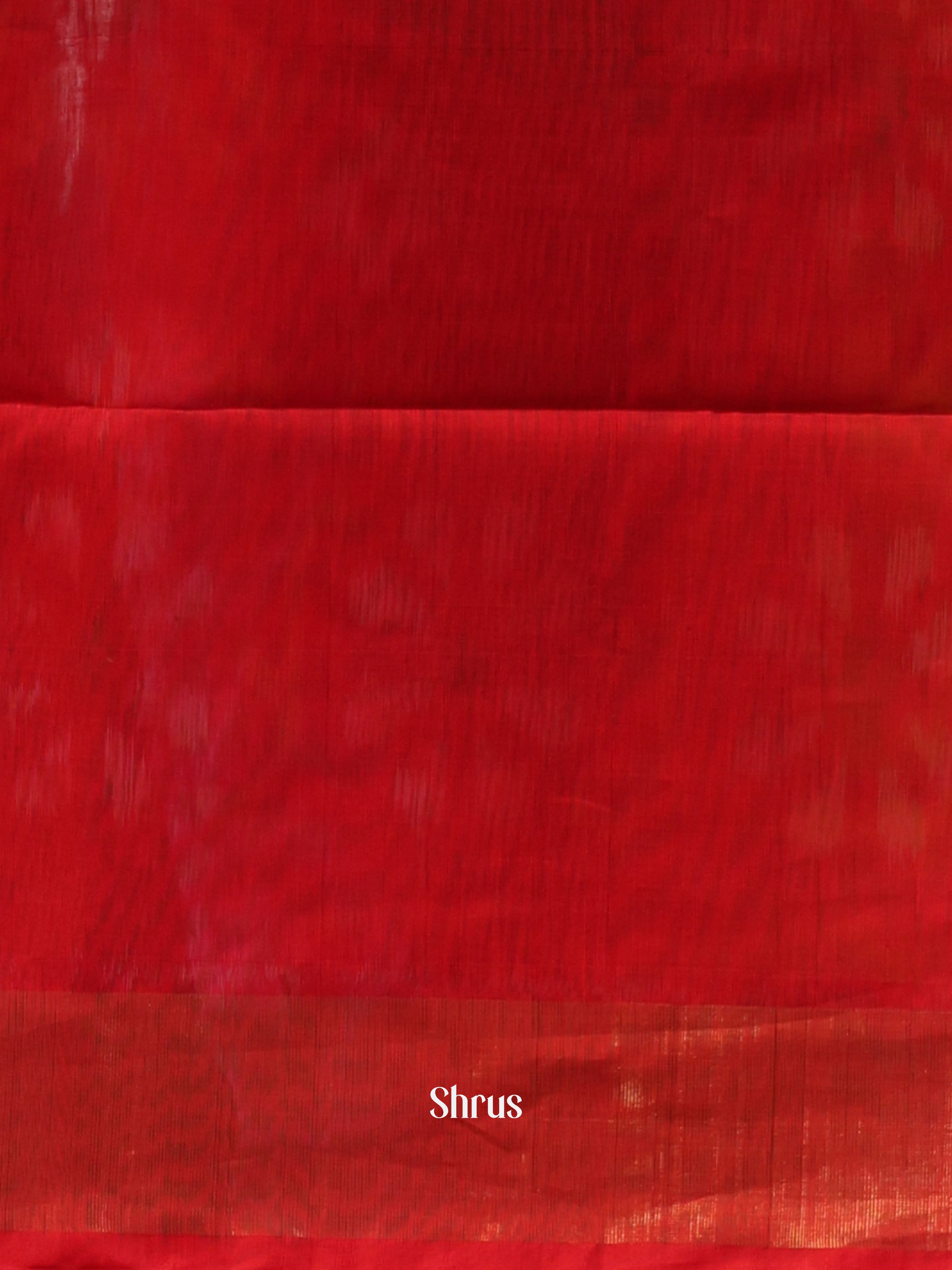 Mustardy Green & Red - Pochampally sico Saree - Shop on Shrus.com