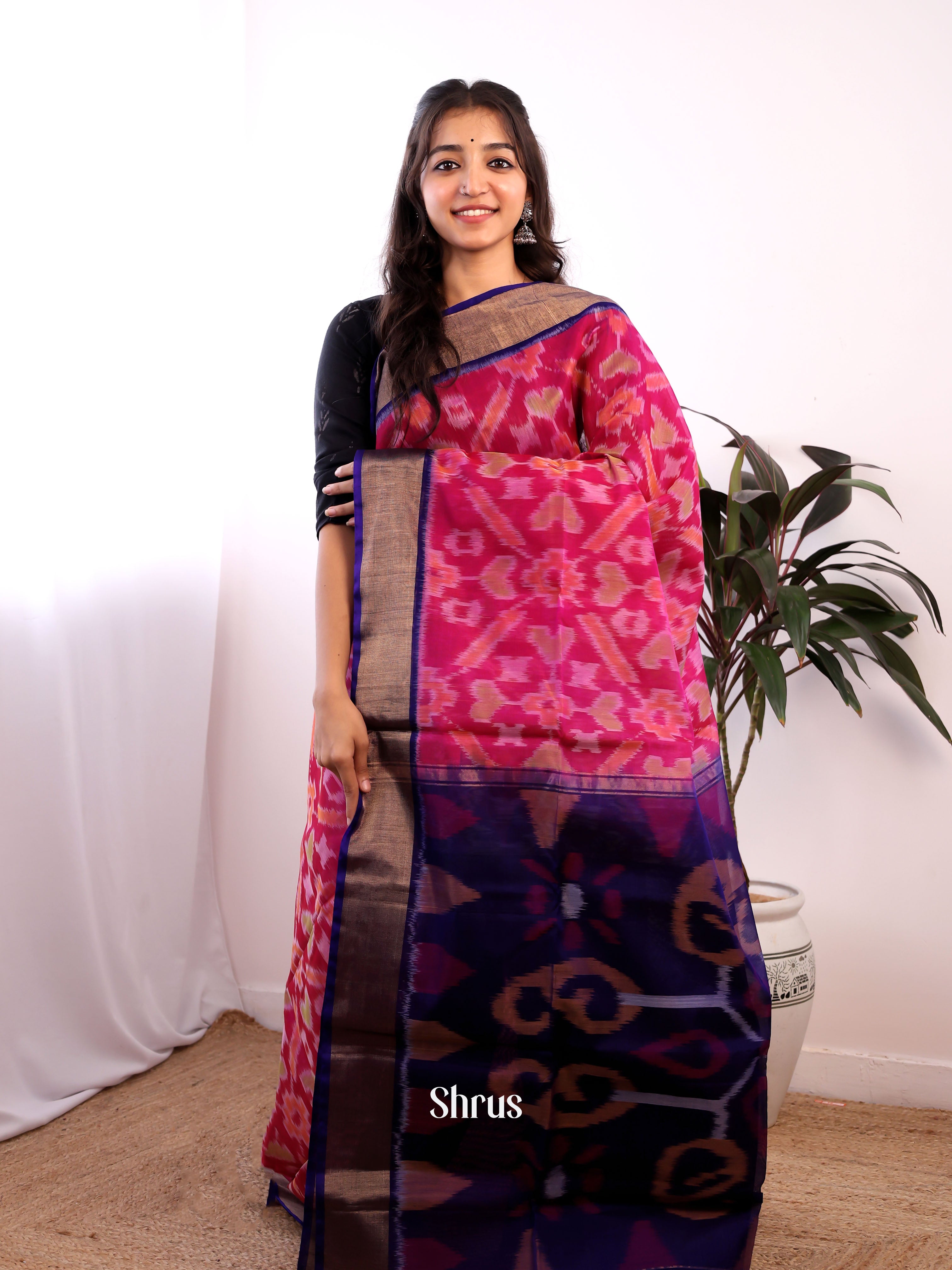 Pink & Violet - Pochampally sico Saree - Shop on Shrus.com