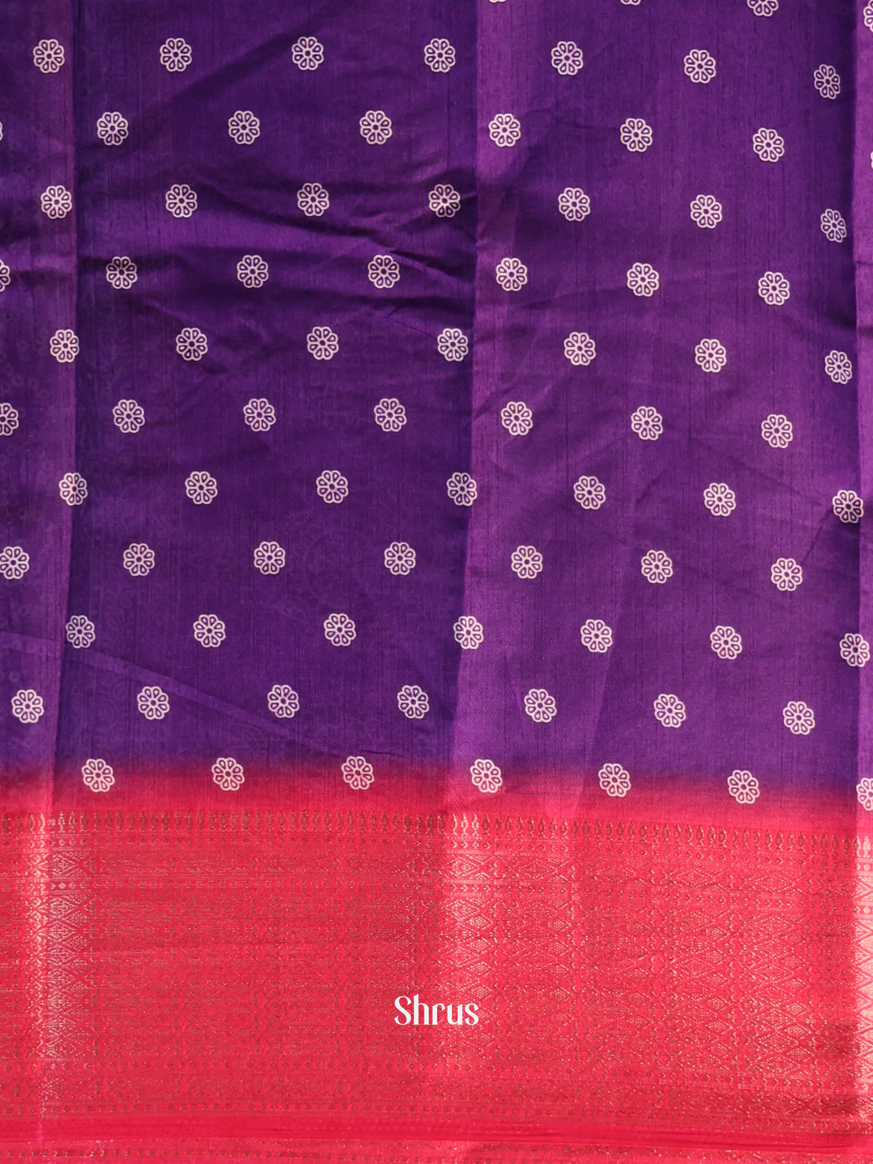 Violet & Pink- Semi Crepe Saree - Shop on Shrus.com