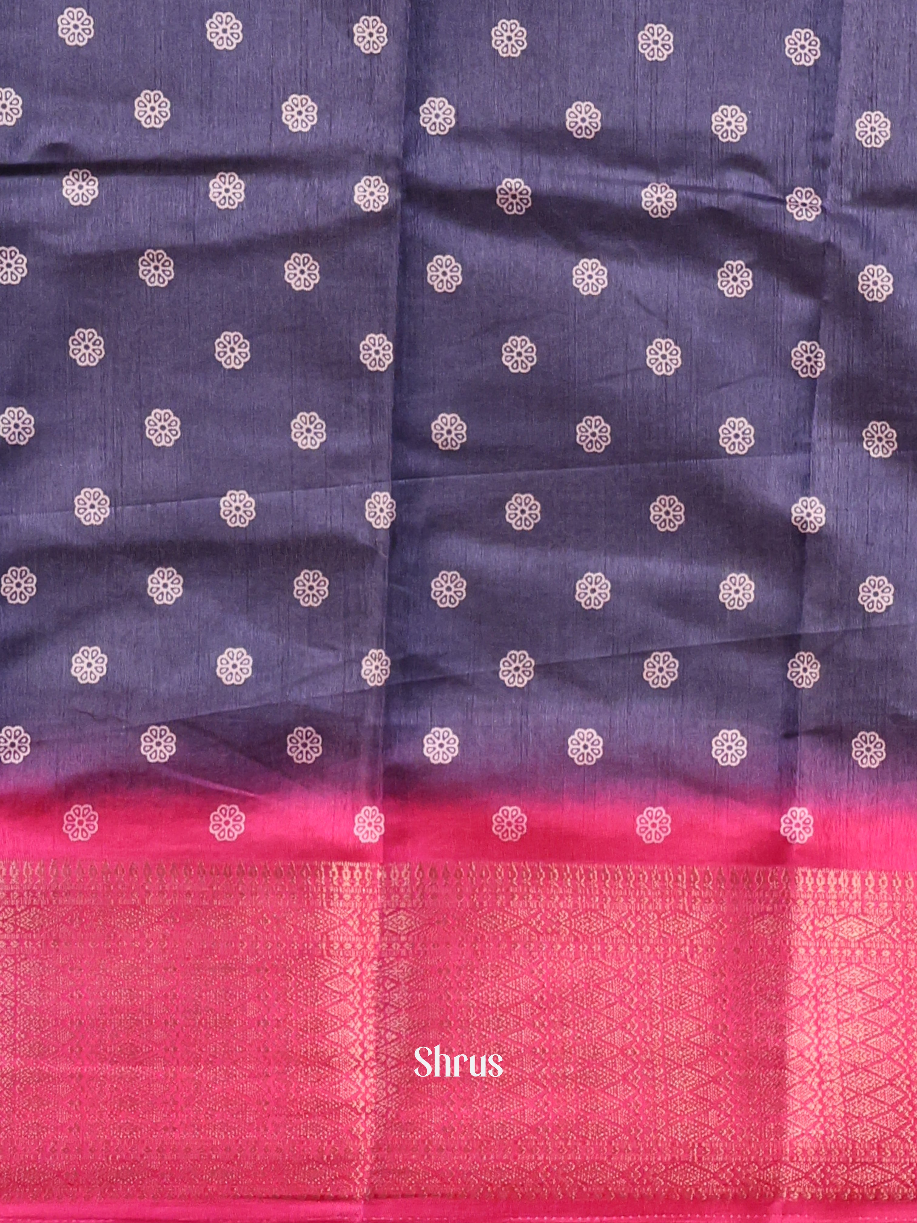 Purple & Pink - Semi Crepe Saree - Shop on Shrus.com