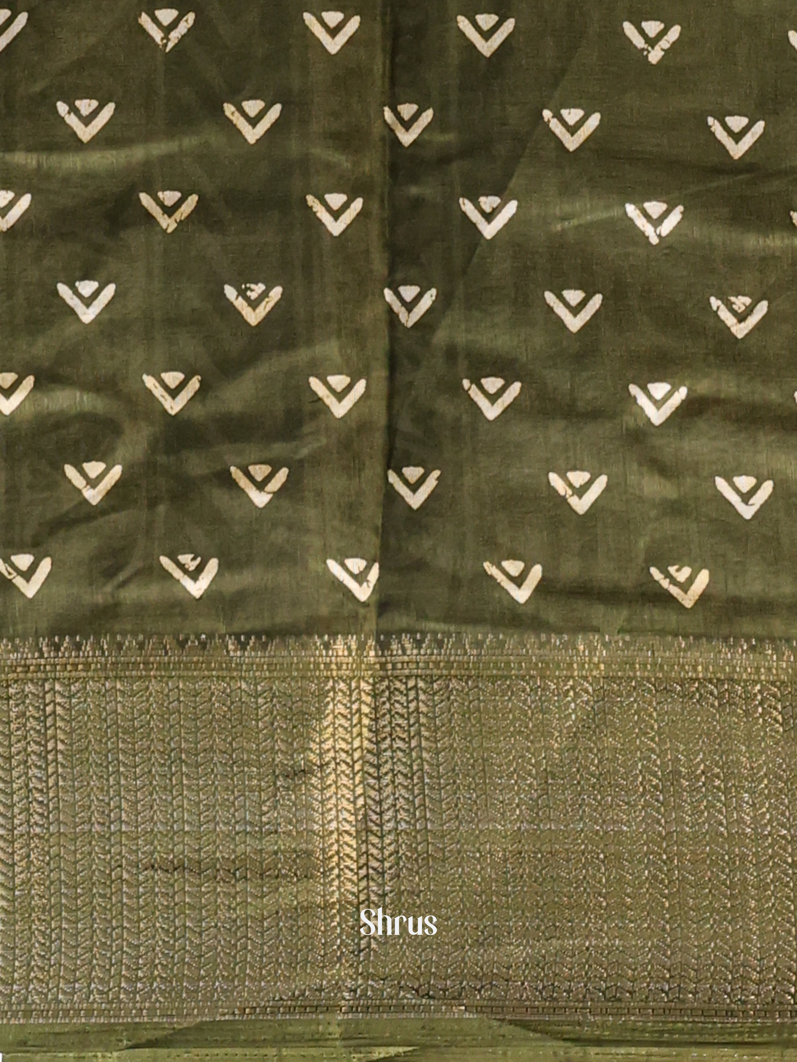 Green - Semi Crepe Saree - Shop on Shrus.com