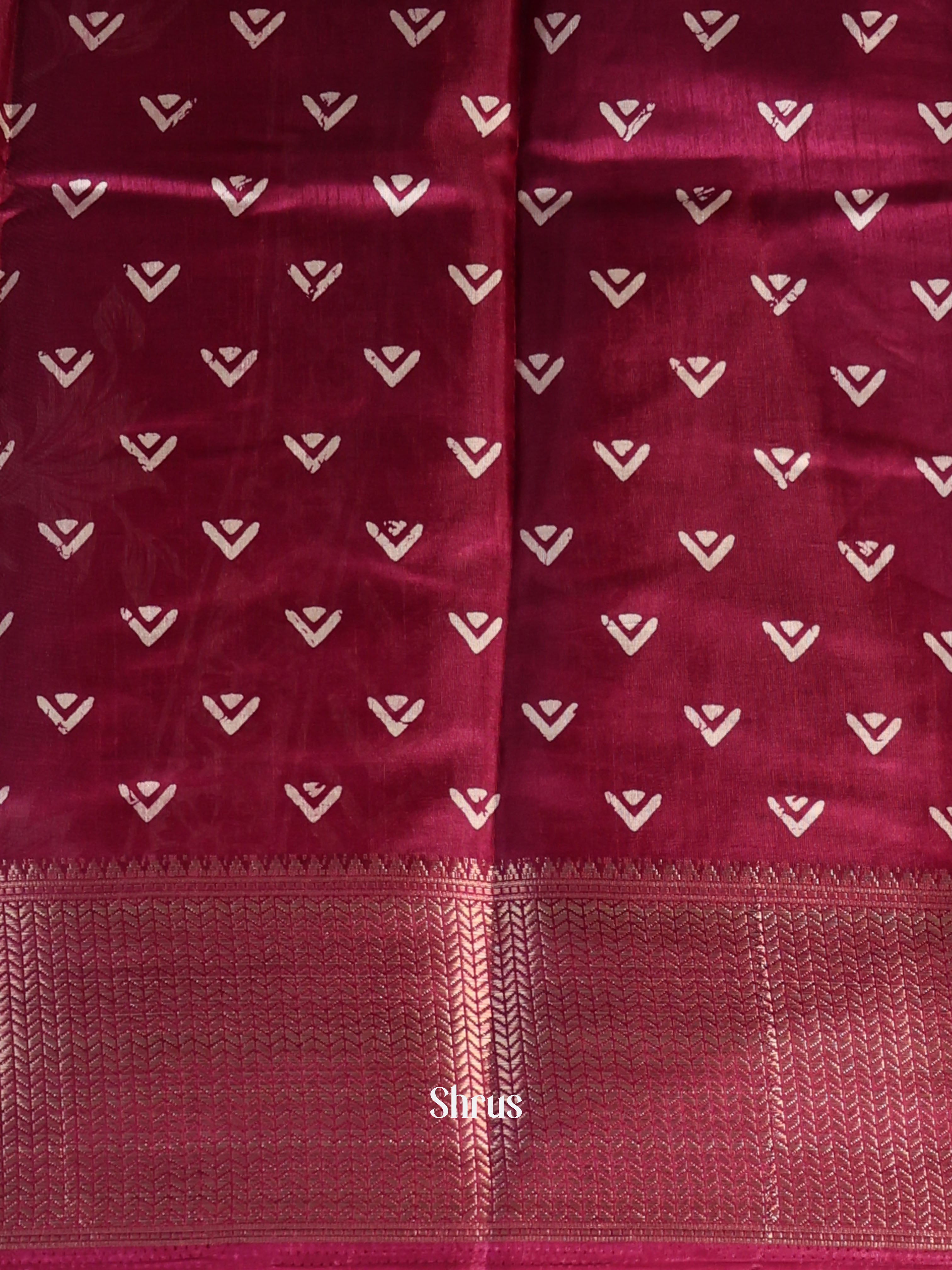Wine - Semi Crepe Saree - Shop on Shrus.com