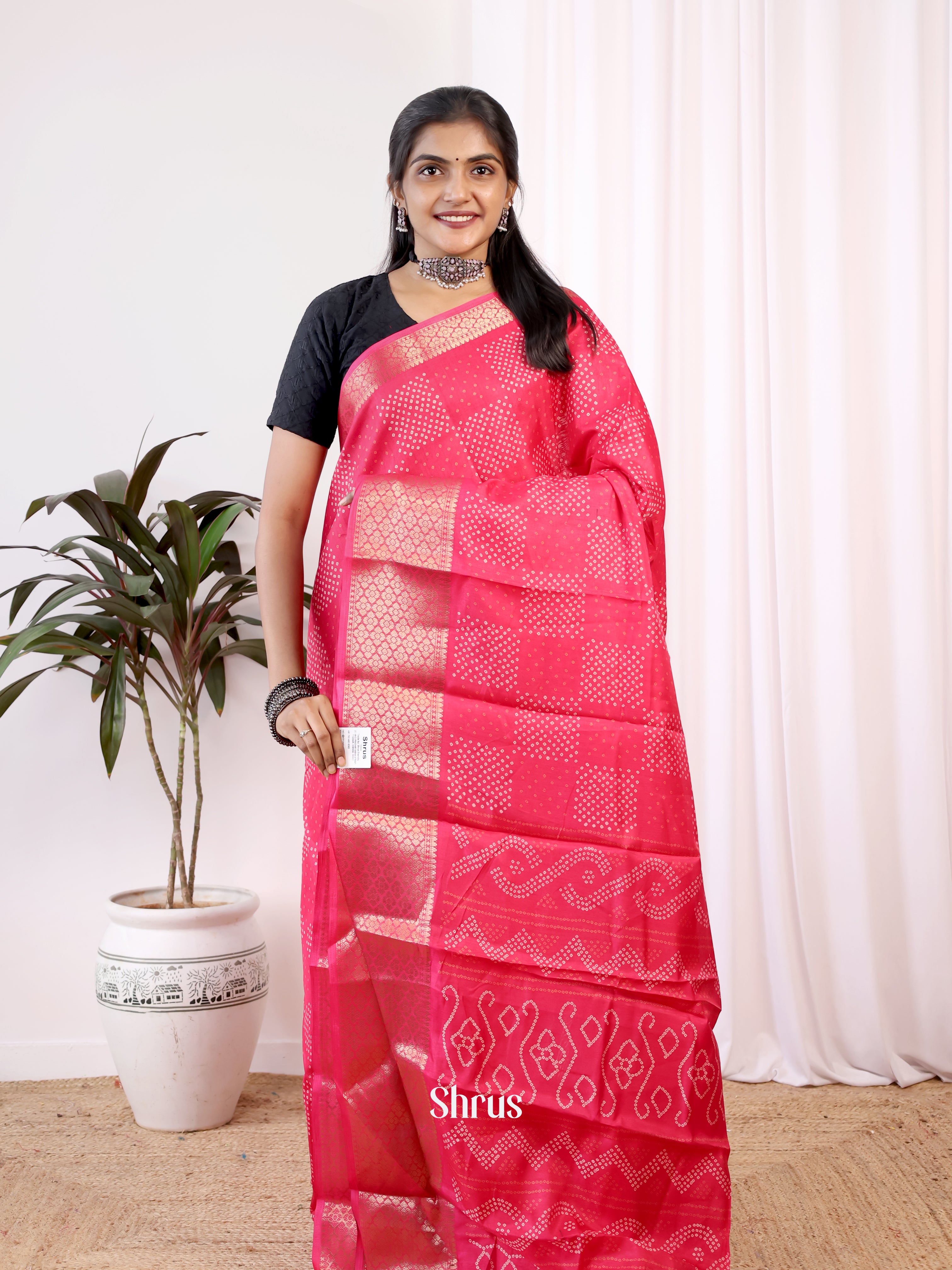 Pink - Semi Crepe Saree - Shop on Shrus.com