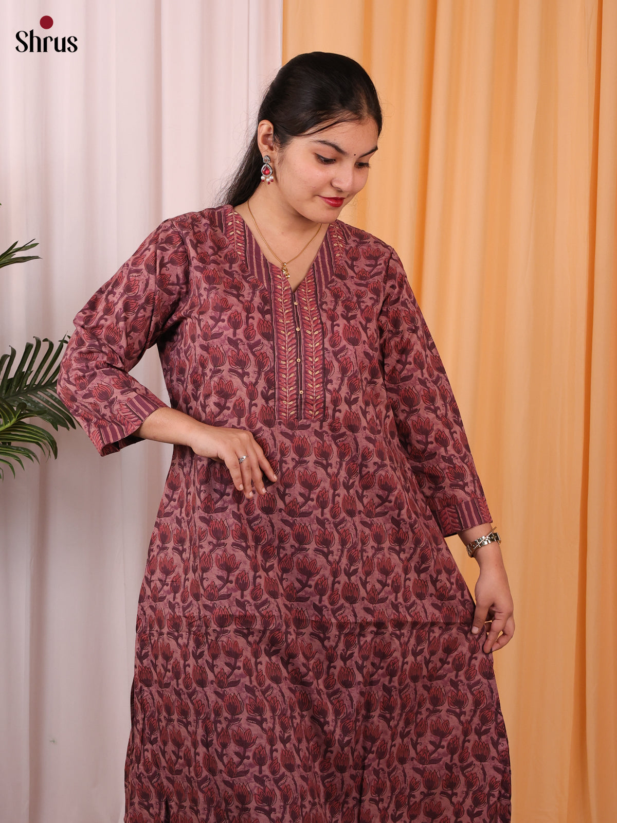 Onion Pink - Readymade Kurti - Shop on Shrus.com