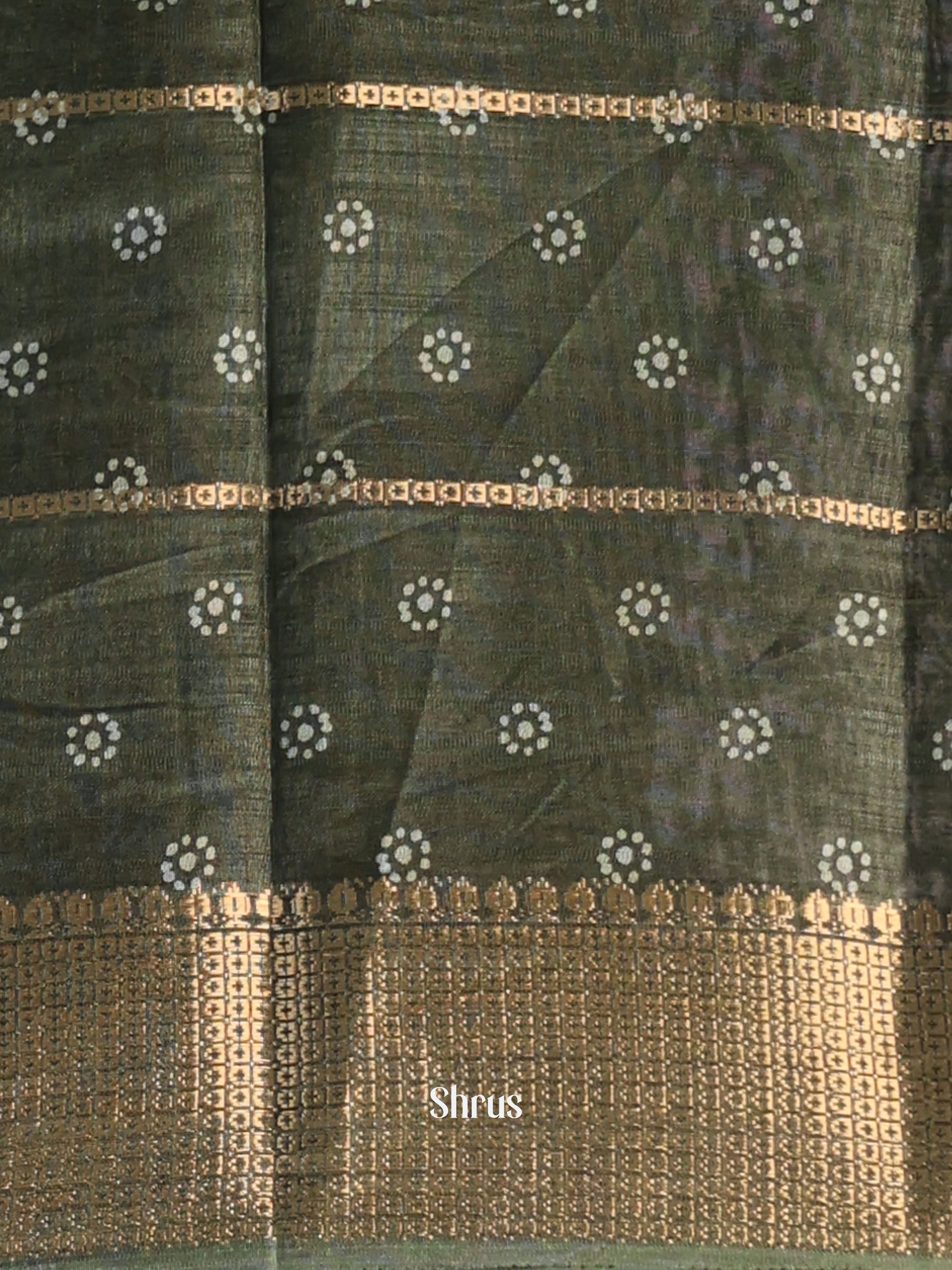 Green - Semi Crepe Saree - Shop on Shrus.com