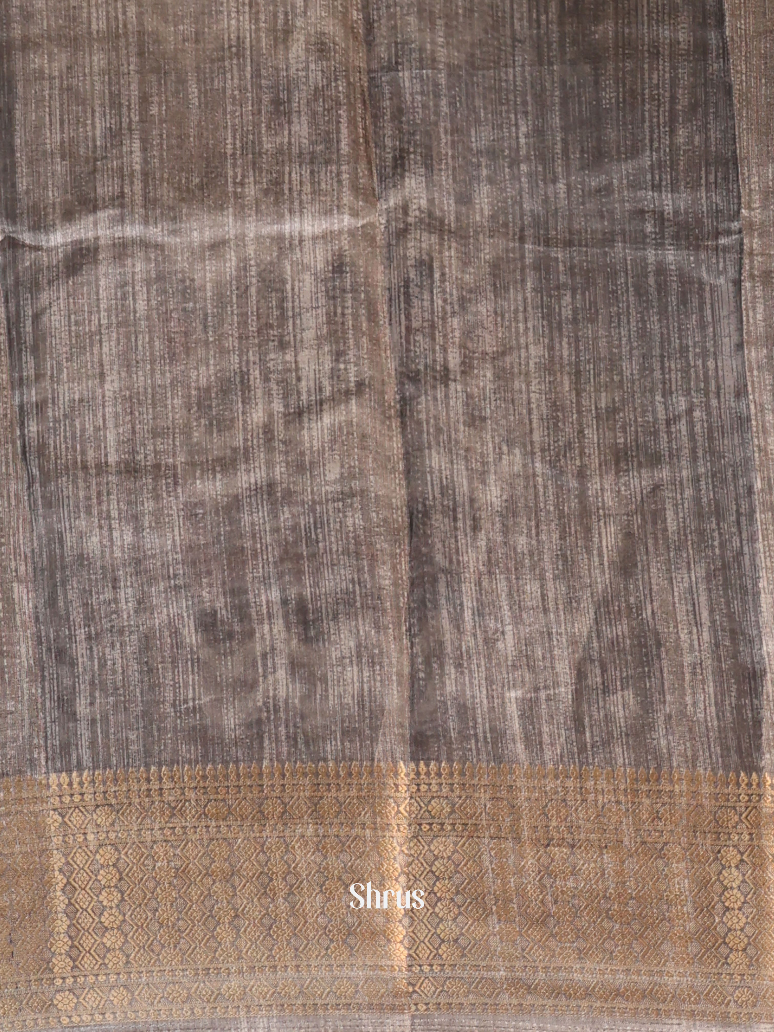Cream & Grey - Semi Crepe Saree - Shop on Shrus.com