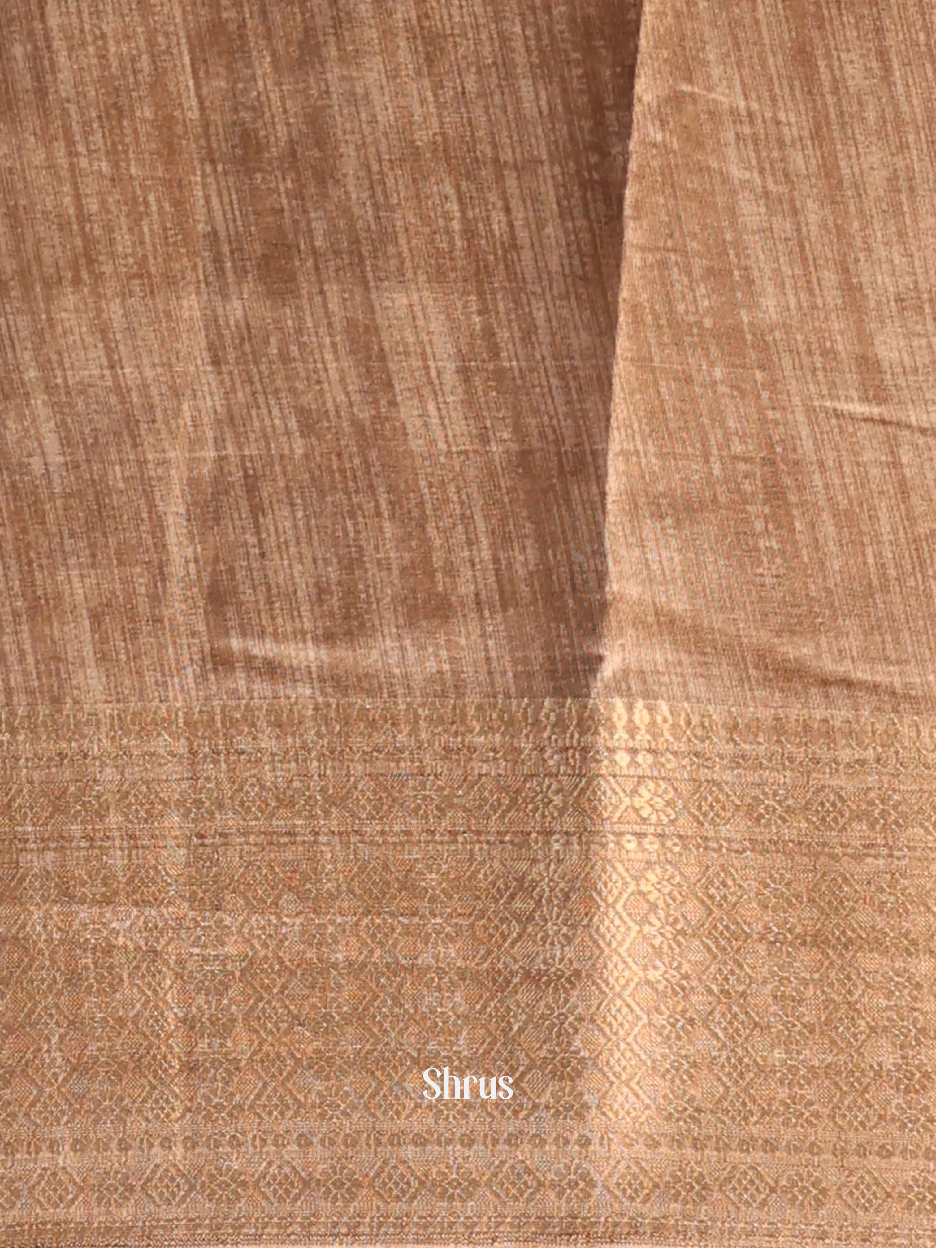 Cream & Brown- Semi Crepe Saree - Shop on Shrus.com